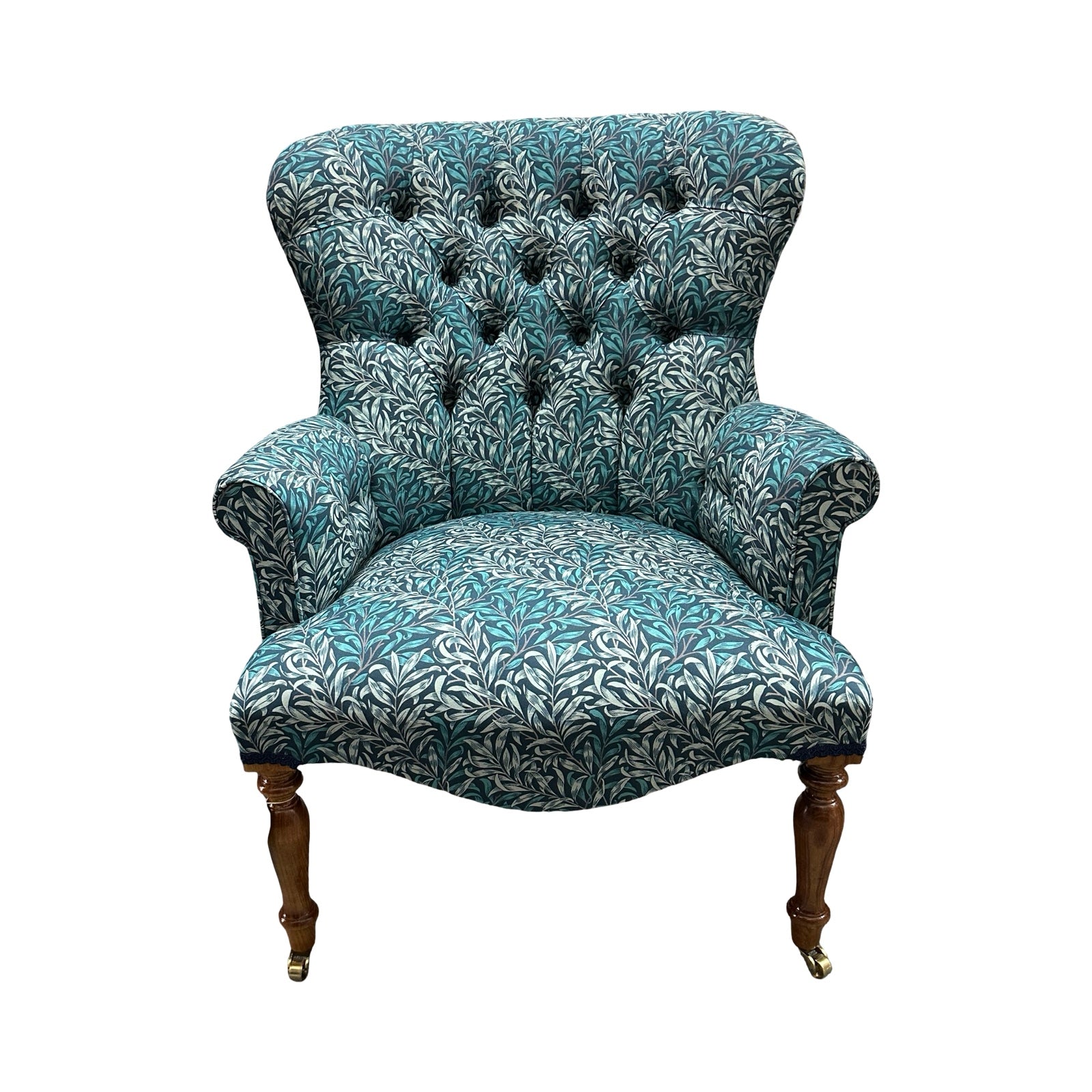 Teal and Cream Leaves Armchair