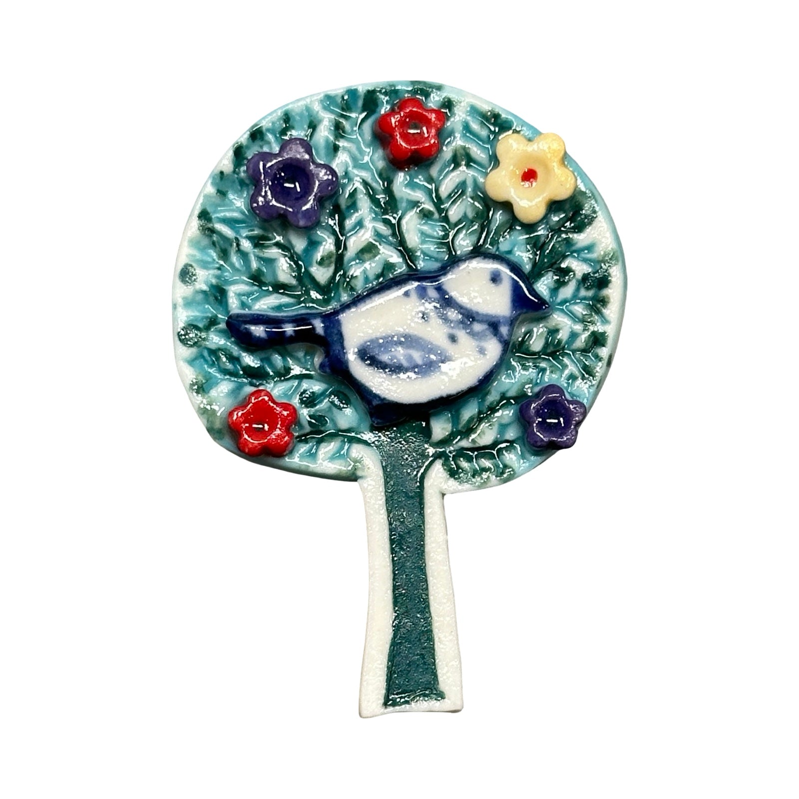 Bird Tree Porcelain Brooch