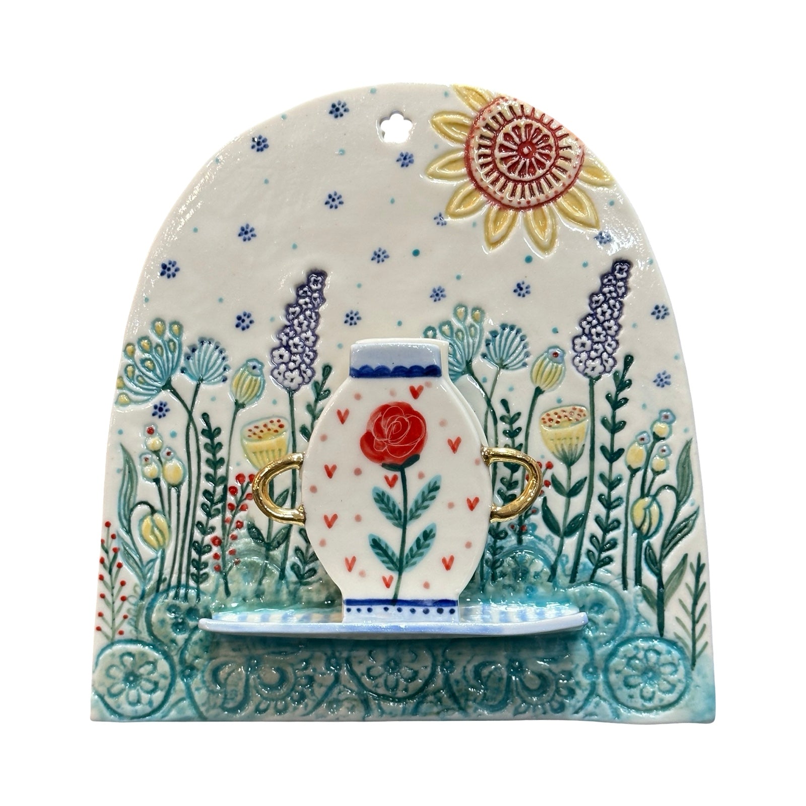 Floral Wall Shelf and Vase