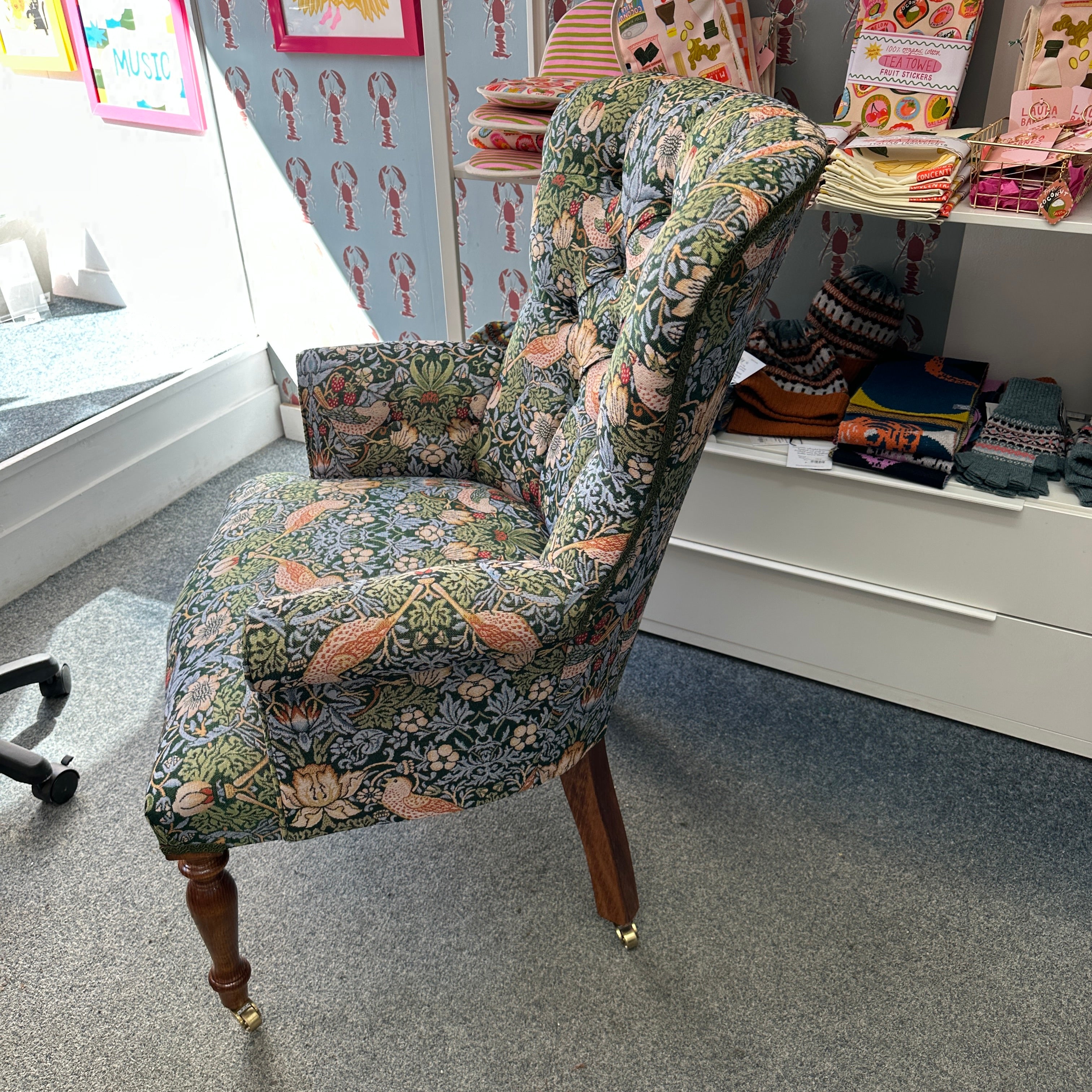 Strawberry Thief Armchair Green