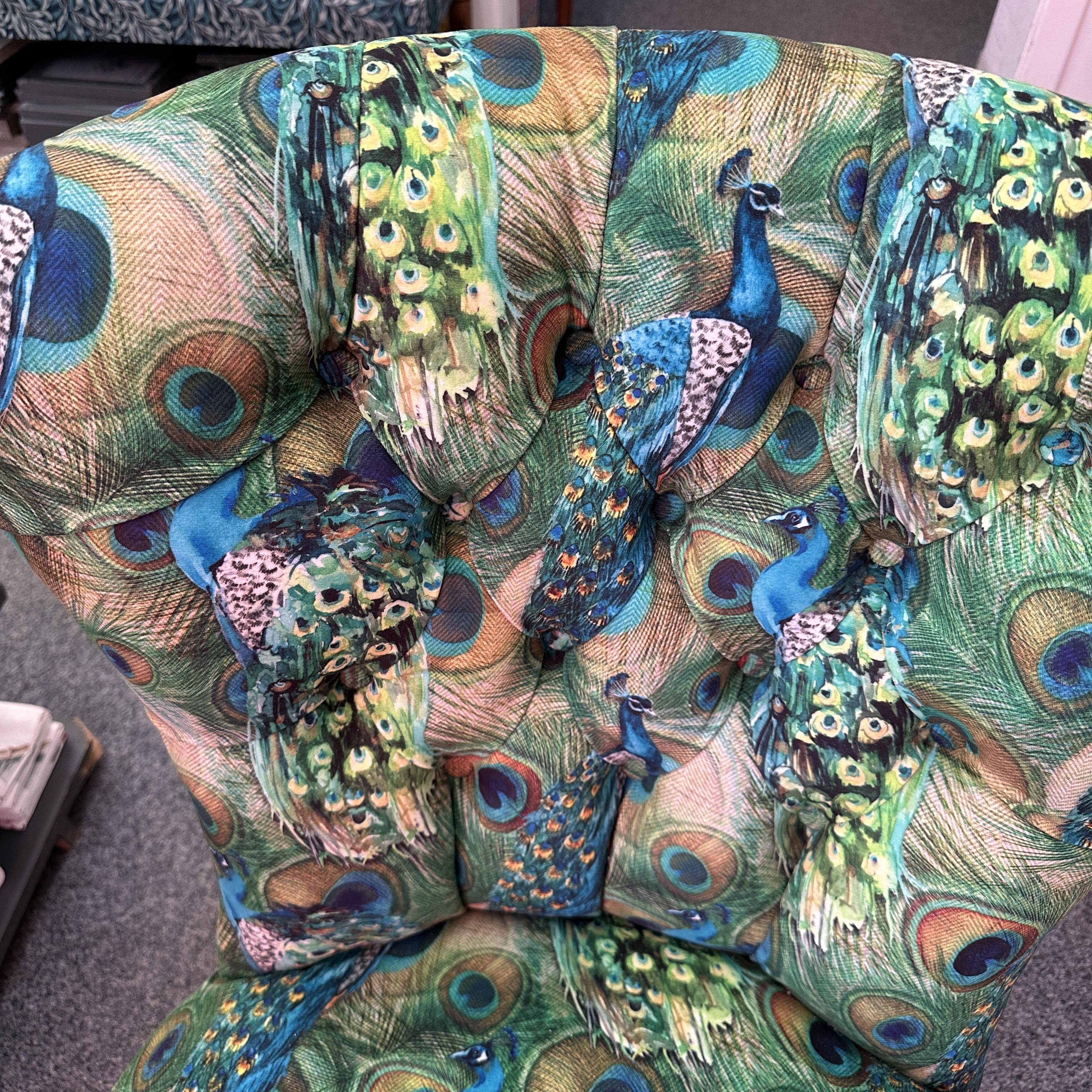 Green Peacock Velvet Occasional Chair