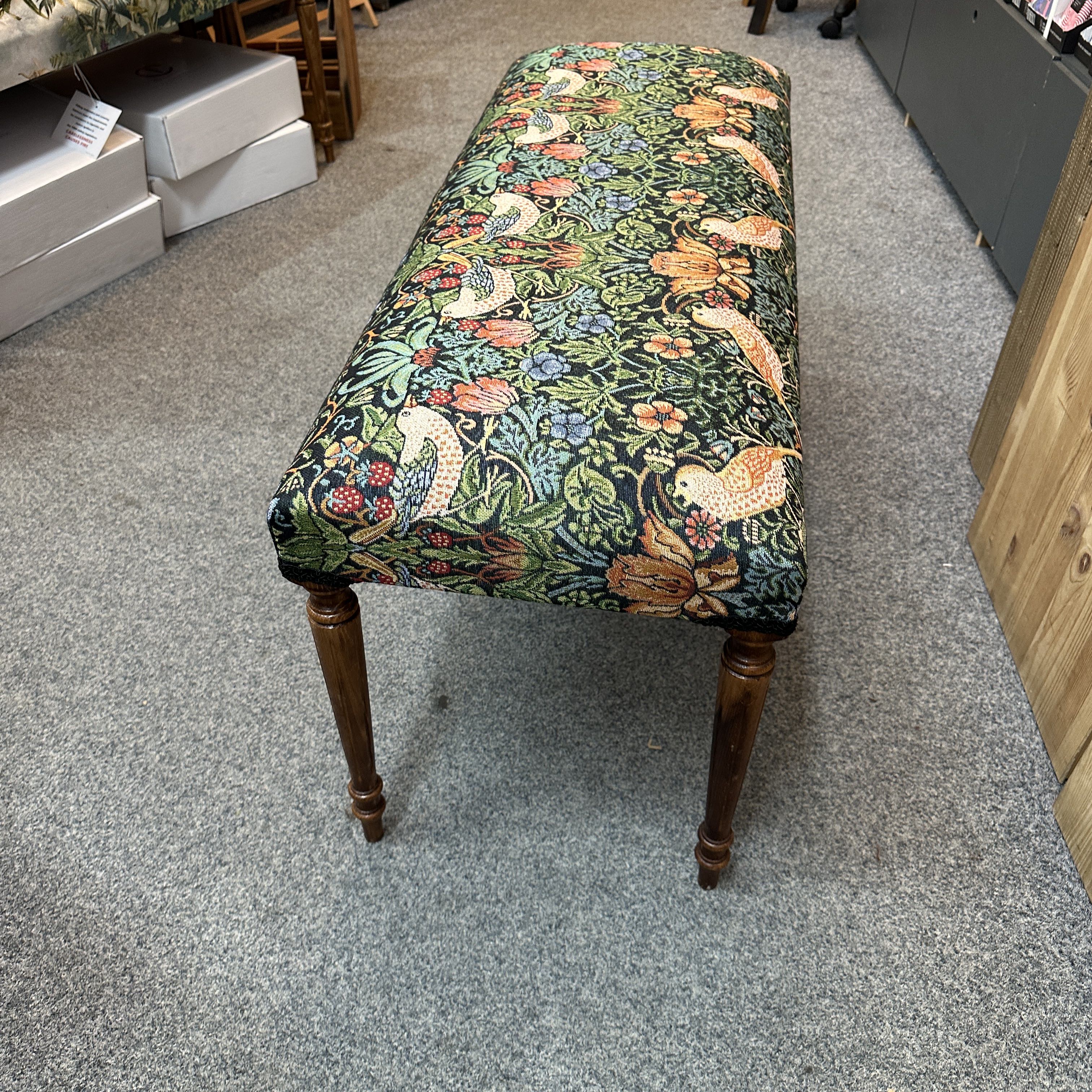Strawberry Thief Bench Dark Green
