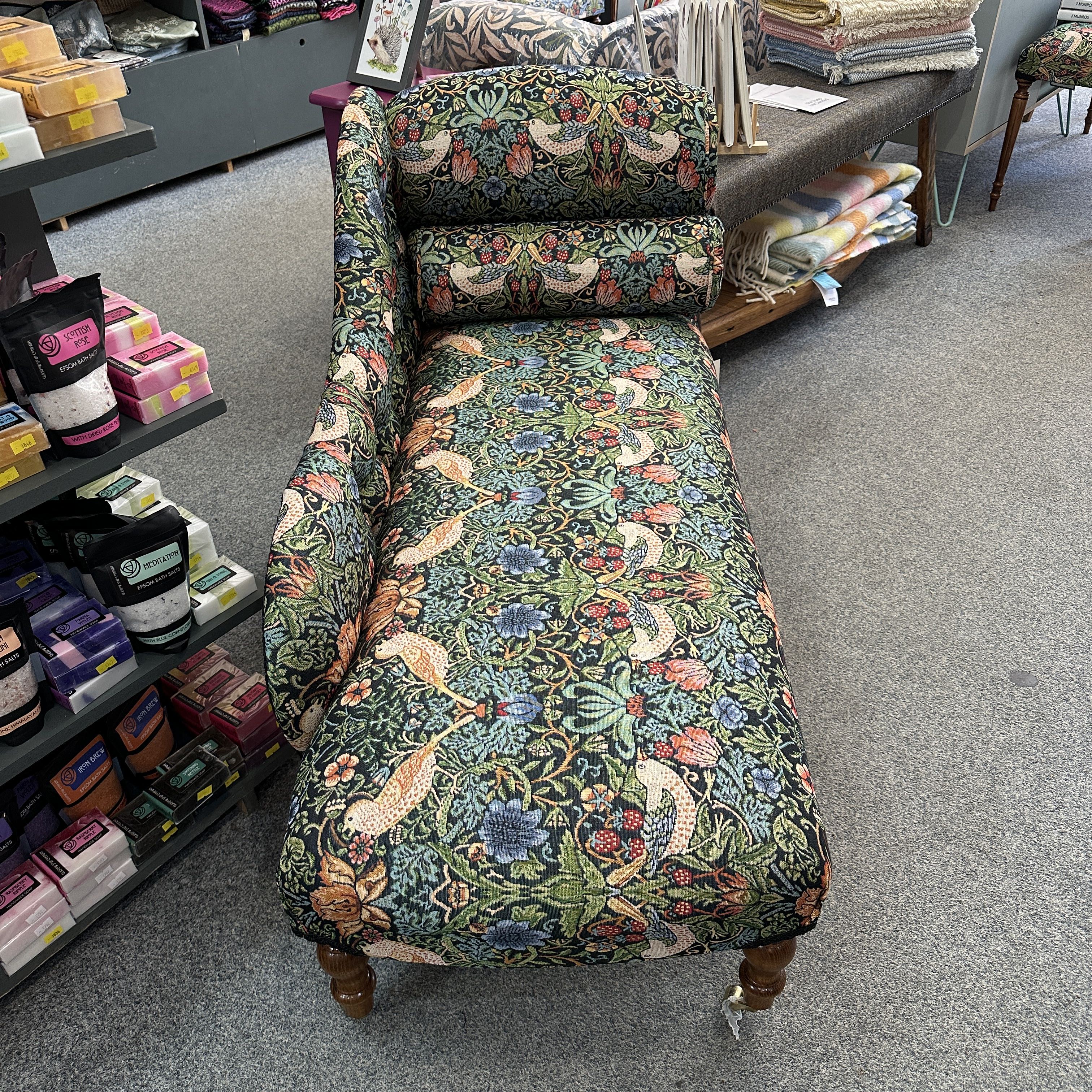 Strawberry Thief Dark Green Chaise Lounge