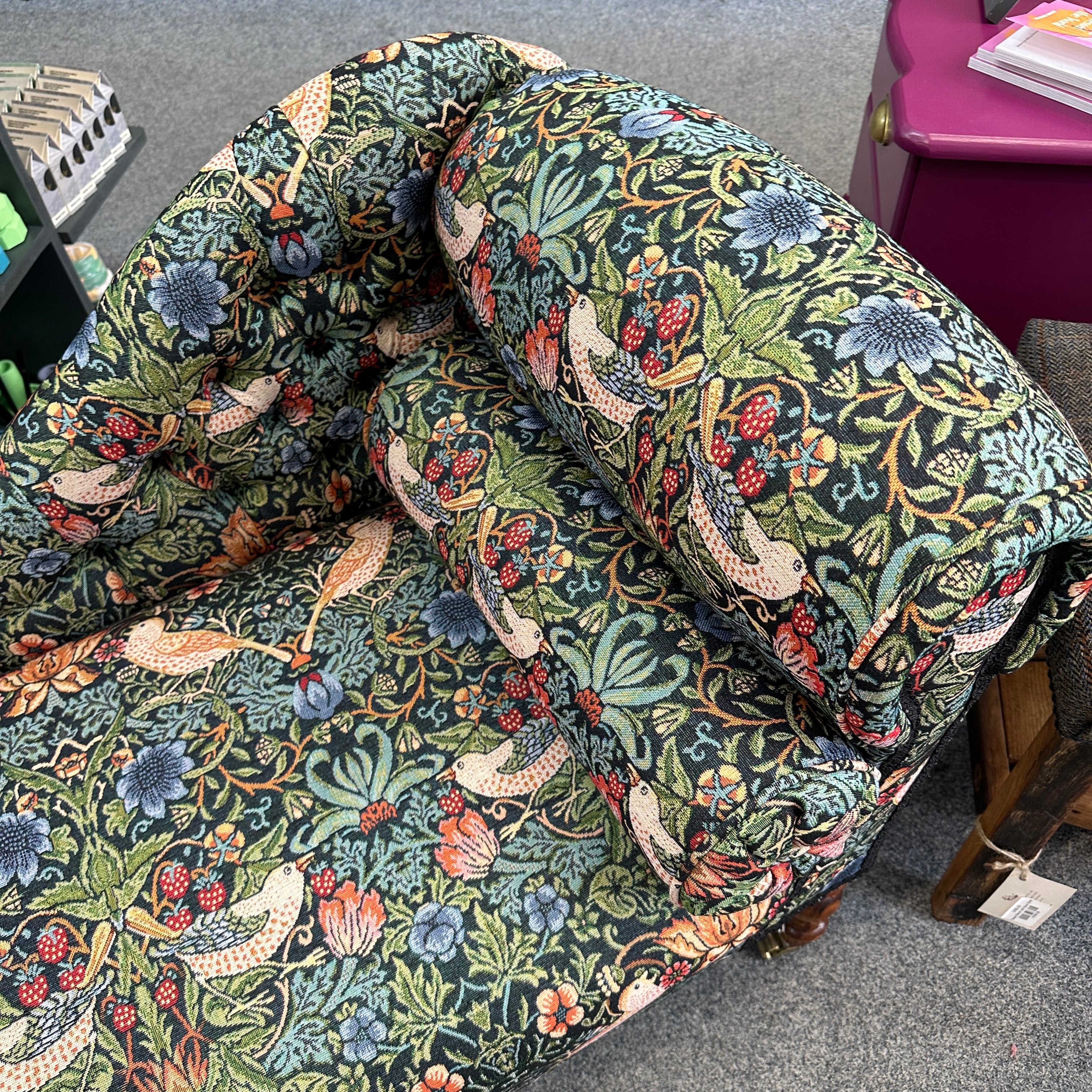 Strawberry Thief Dark Green Chaise Lounge