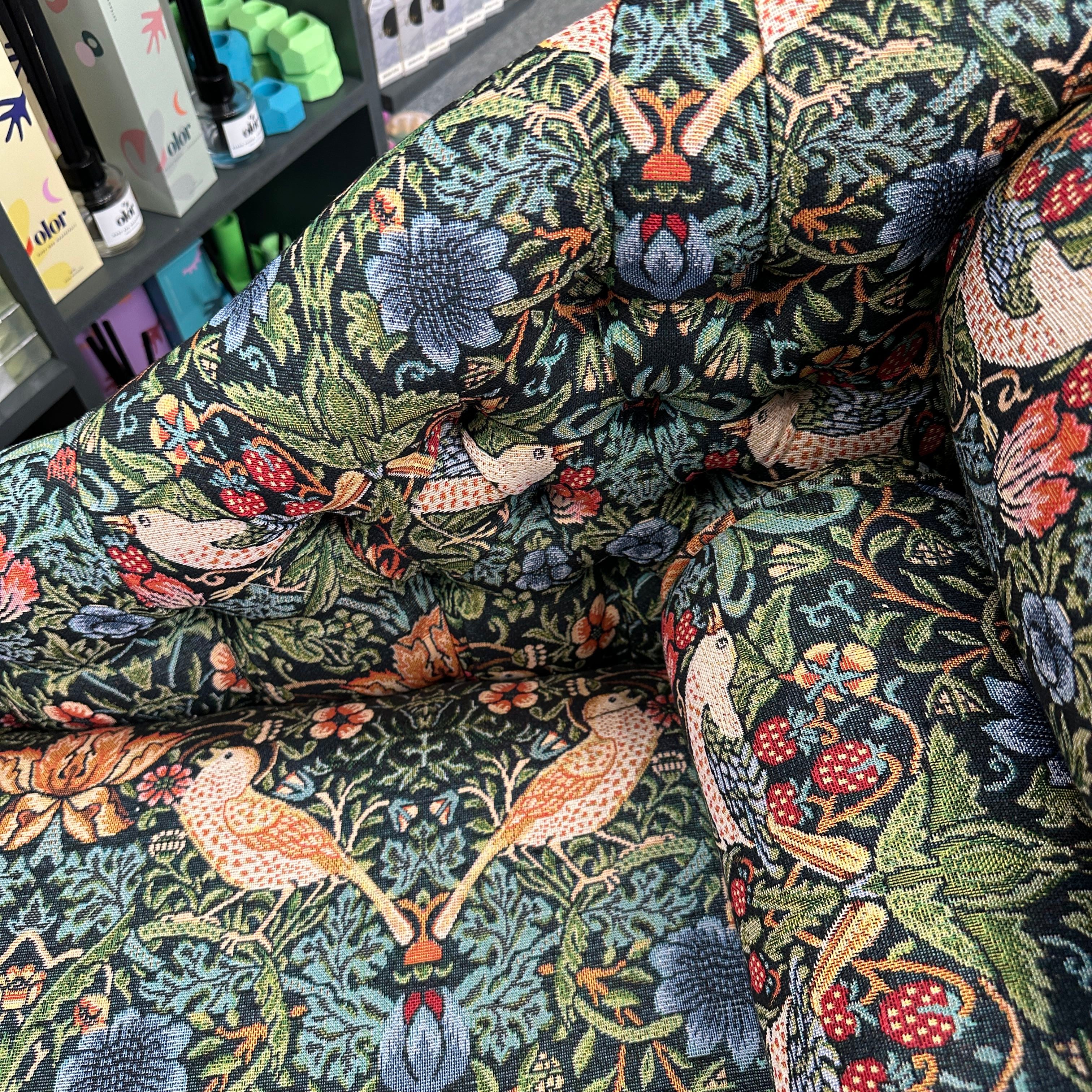 Strawberry Thief Dark Green Chaise Lounge