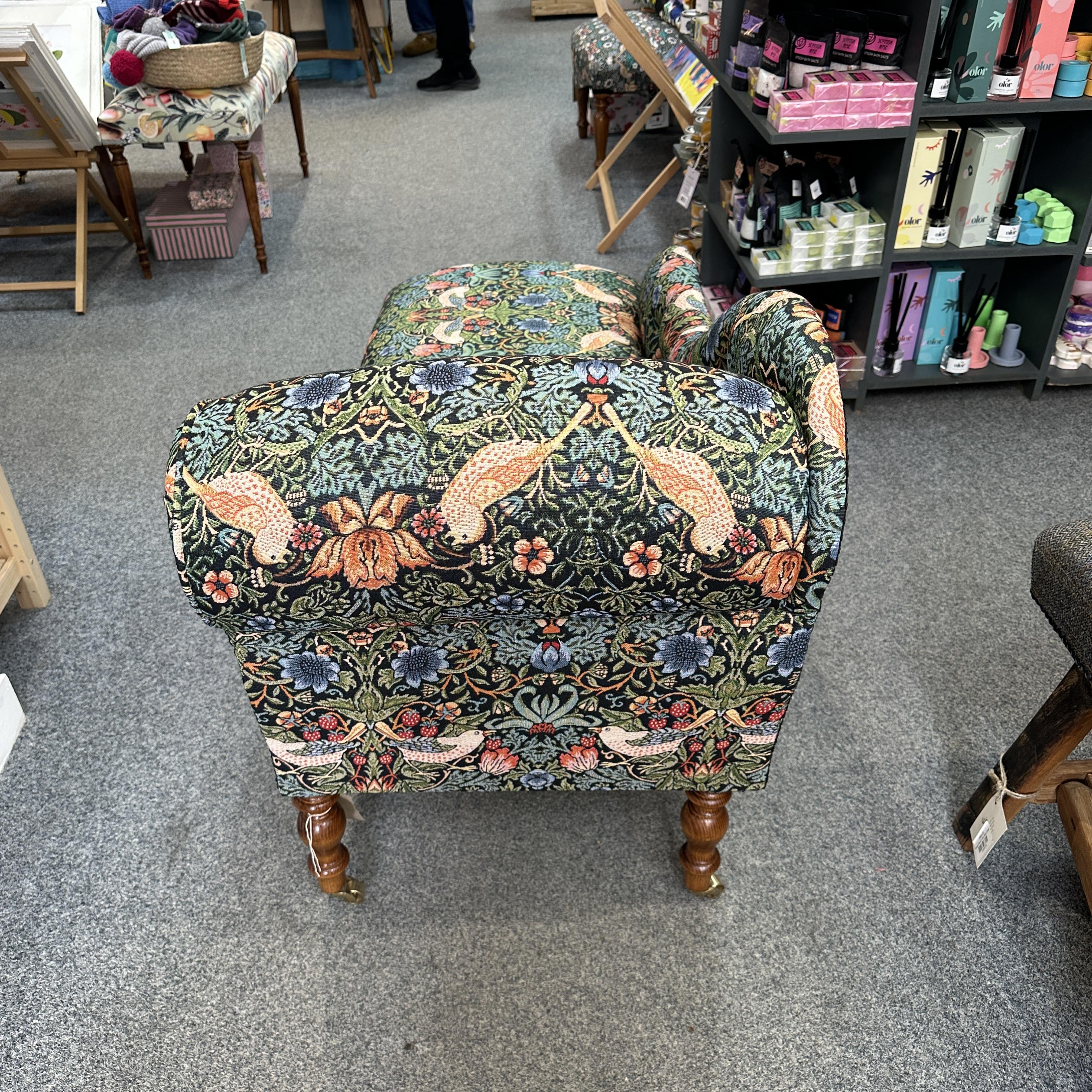 Strawberry Thief Dark Green Chaise Lounge