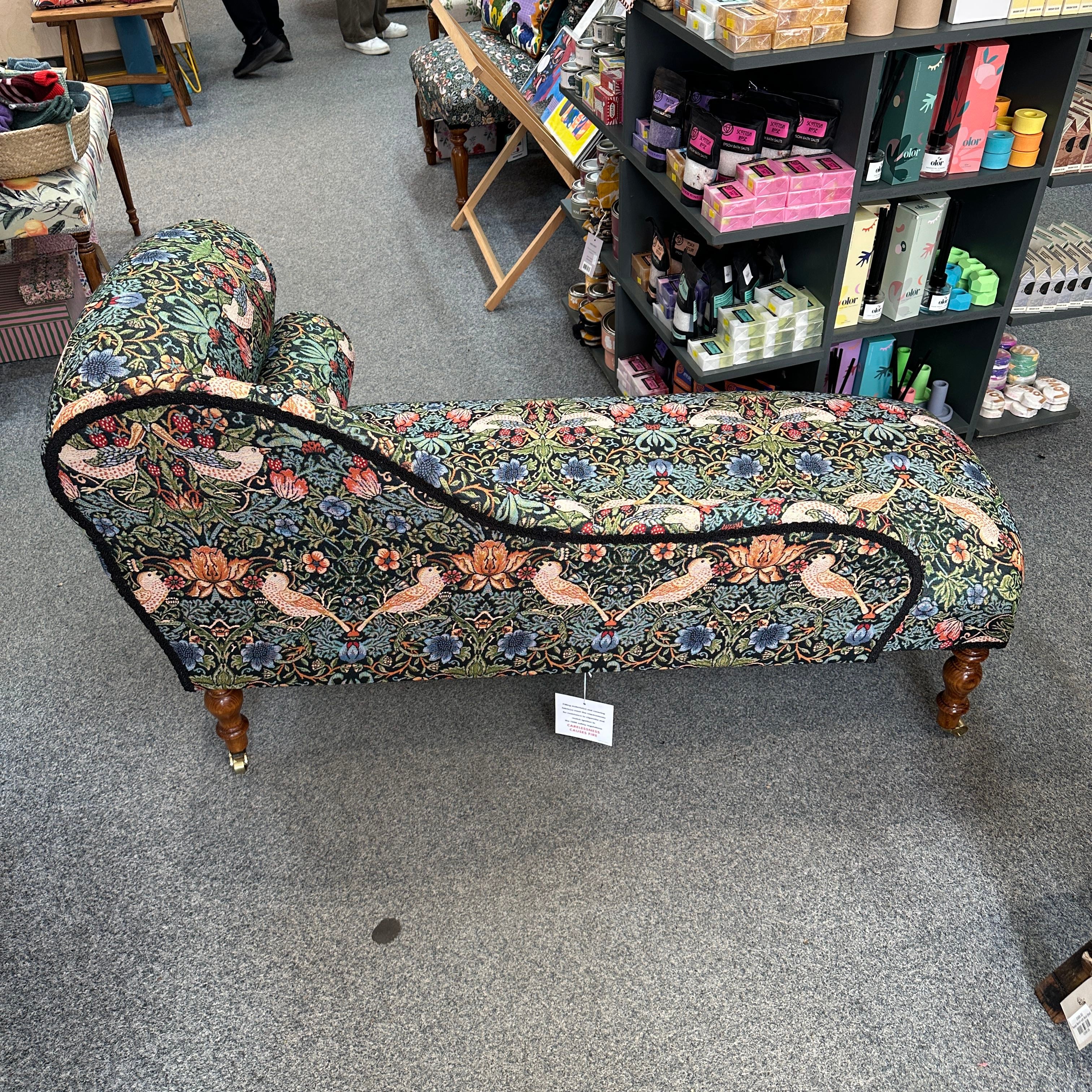 Strawberry Thief Dark Green Chaise Lounge