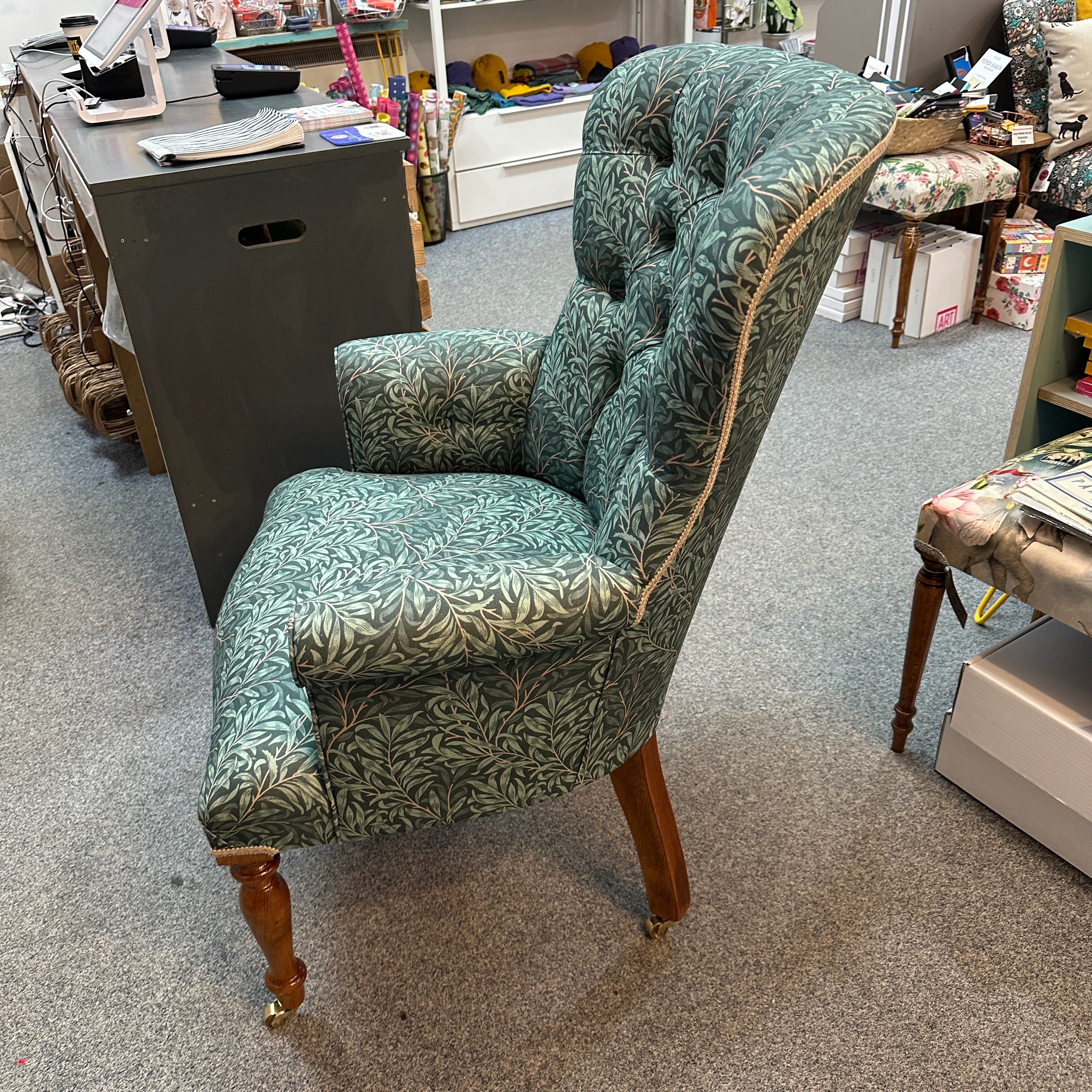 Green and Teal Leaves Armchair