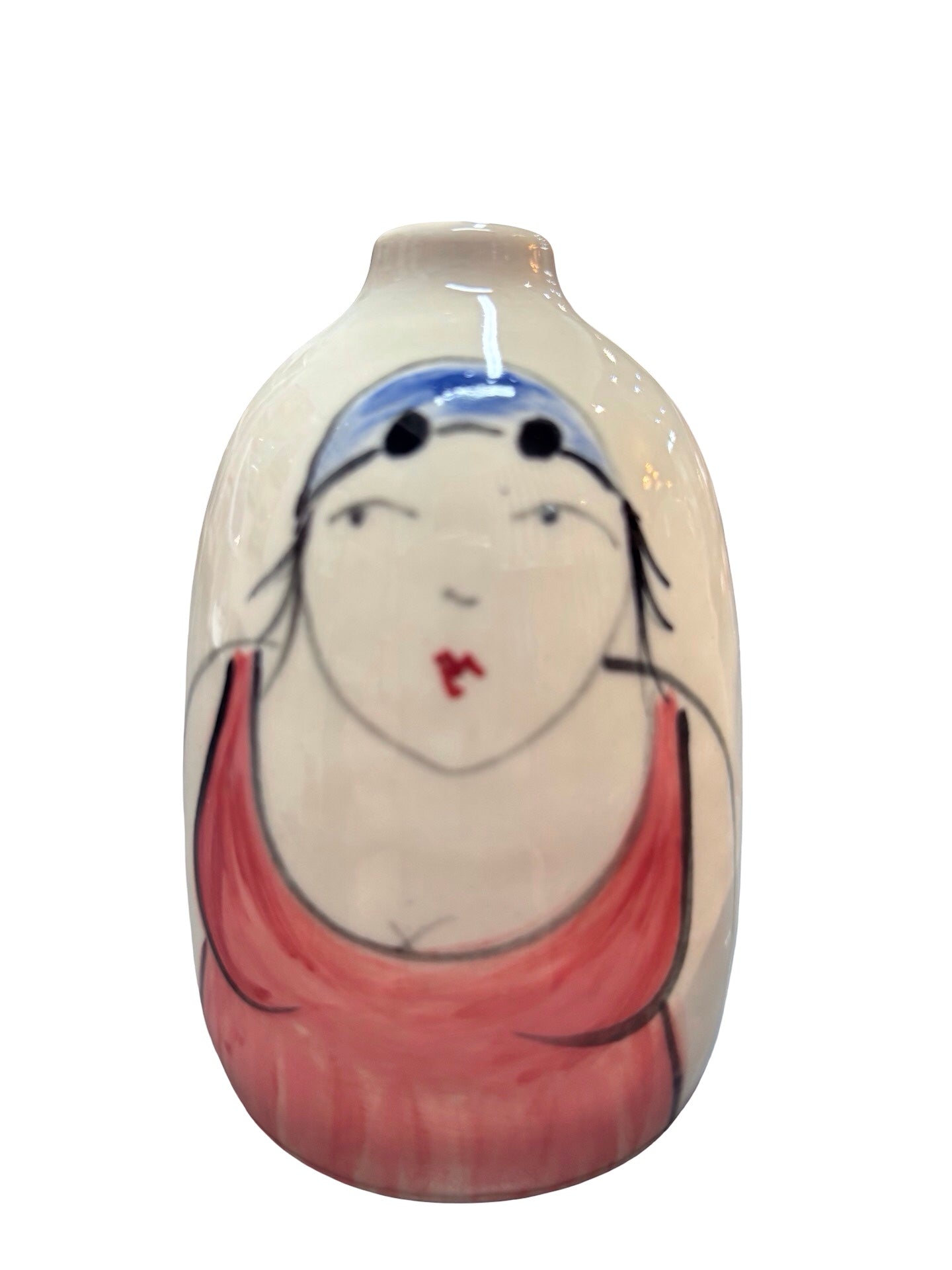 Swimmer Ceramic Bud Vase Red