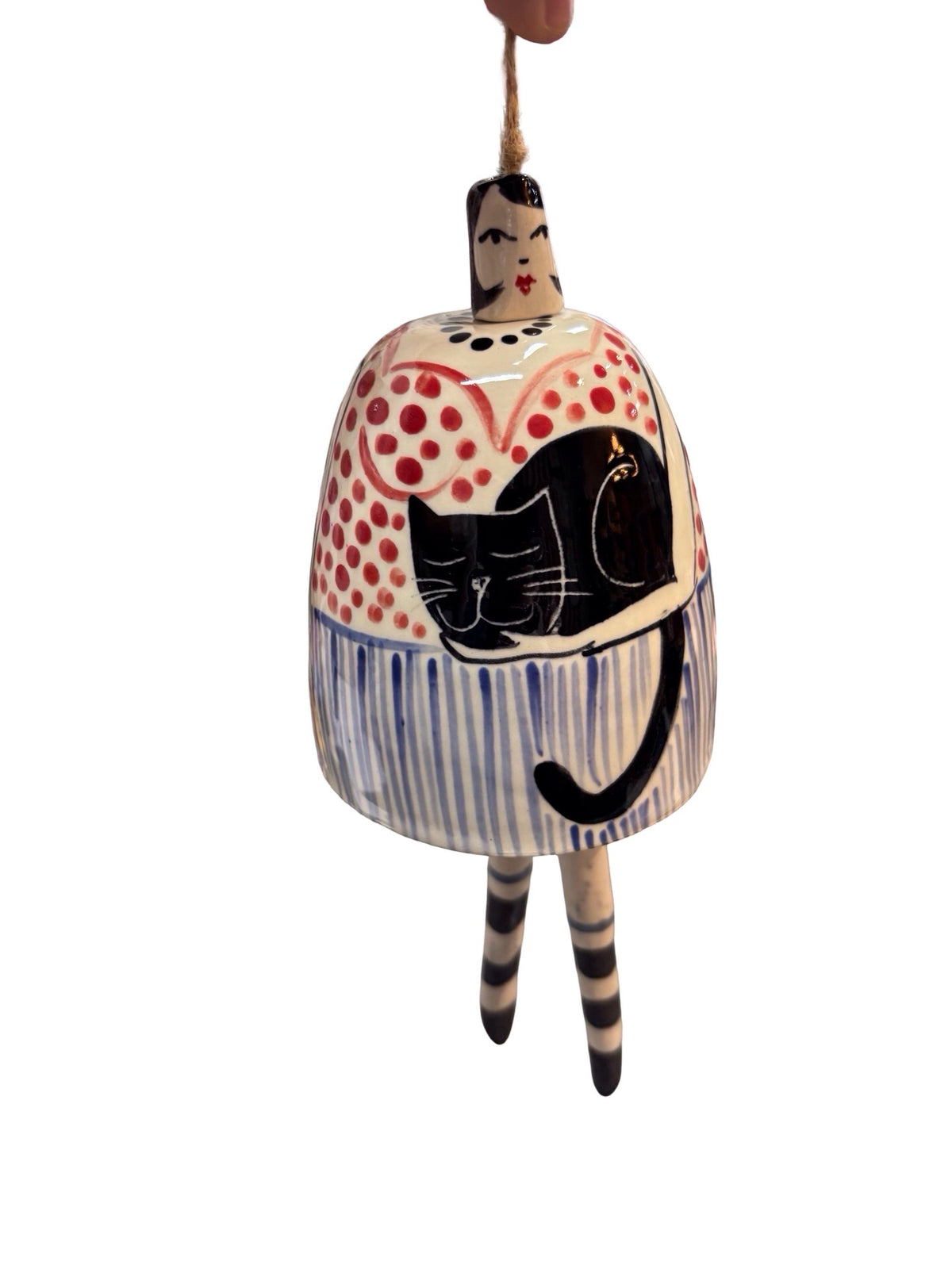 Cat Lady Red Ceramic Bell