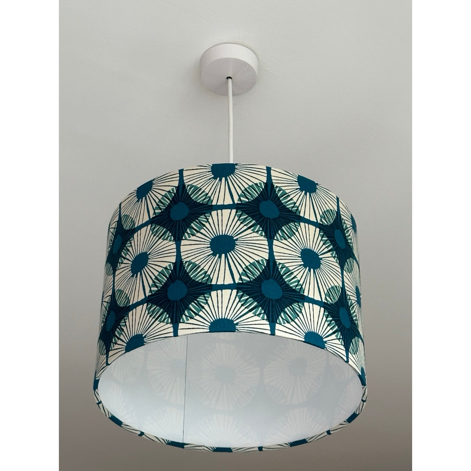 Blue Circular Blocks Drum Lampshade