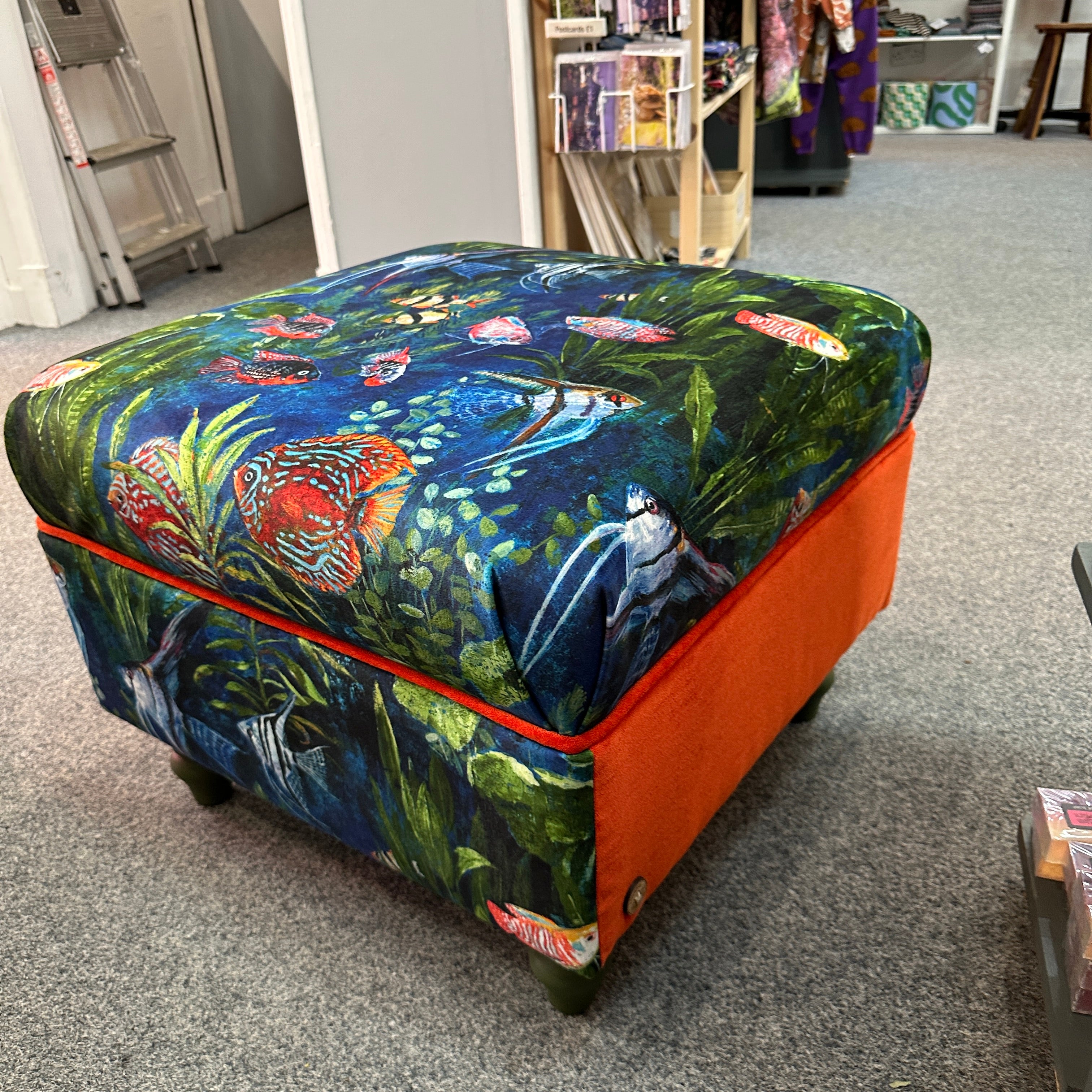 Reupholstered Velvet Footstool