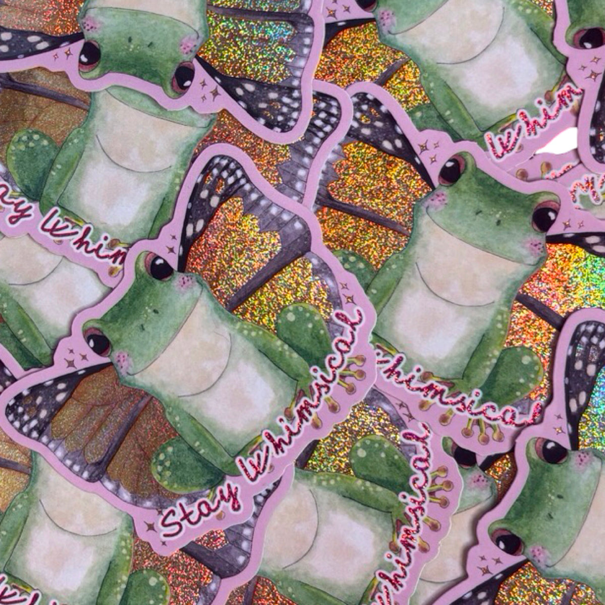 Whimsical Frog Glitter Sticker
