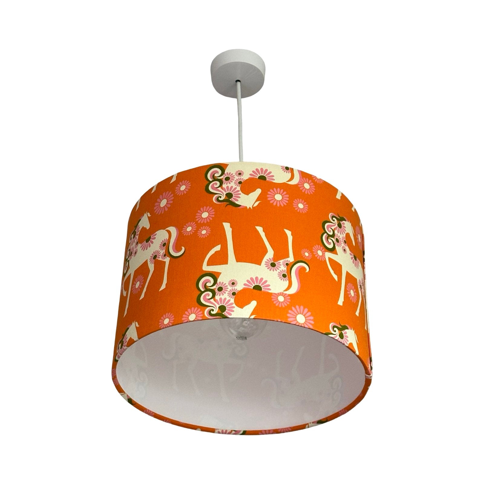 Carousel Horses Drum Lampshade Orange