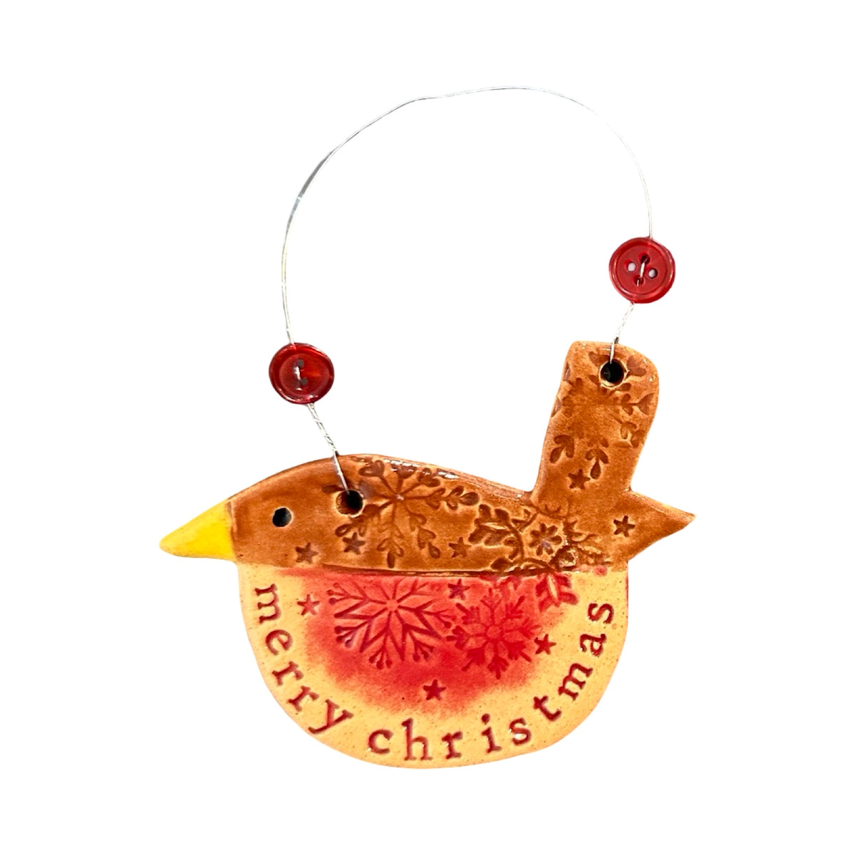 Merry Christmas Robin Ceramic Decoration