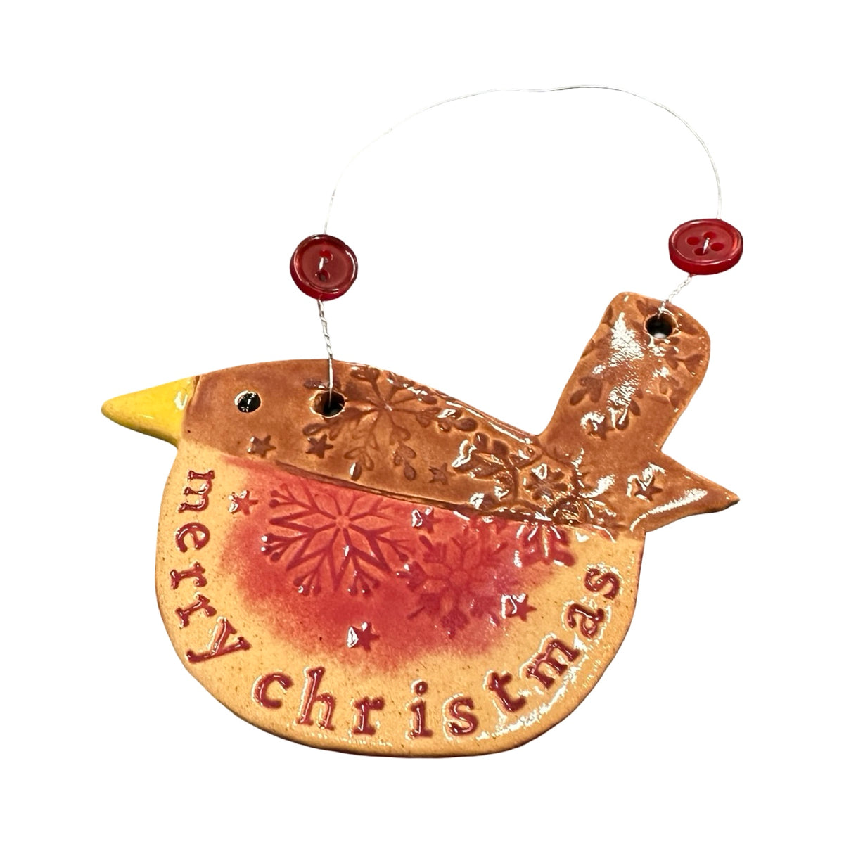 Merry Christmas Robin Ceramic Decoration