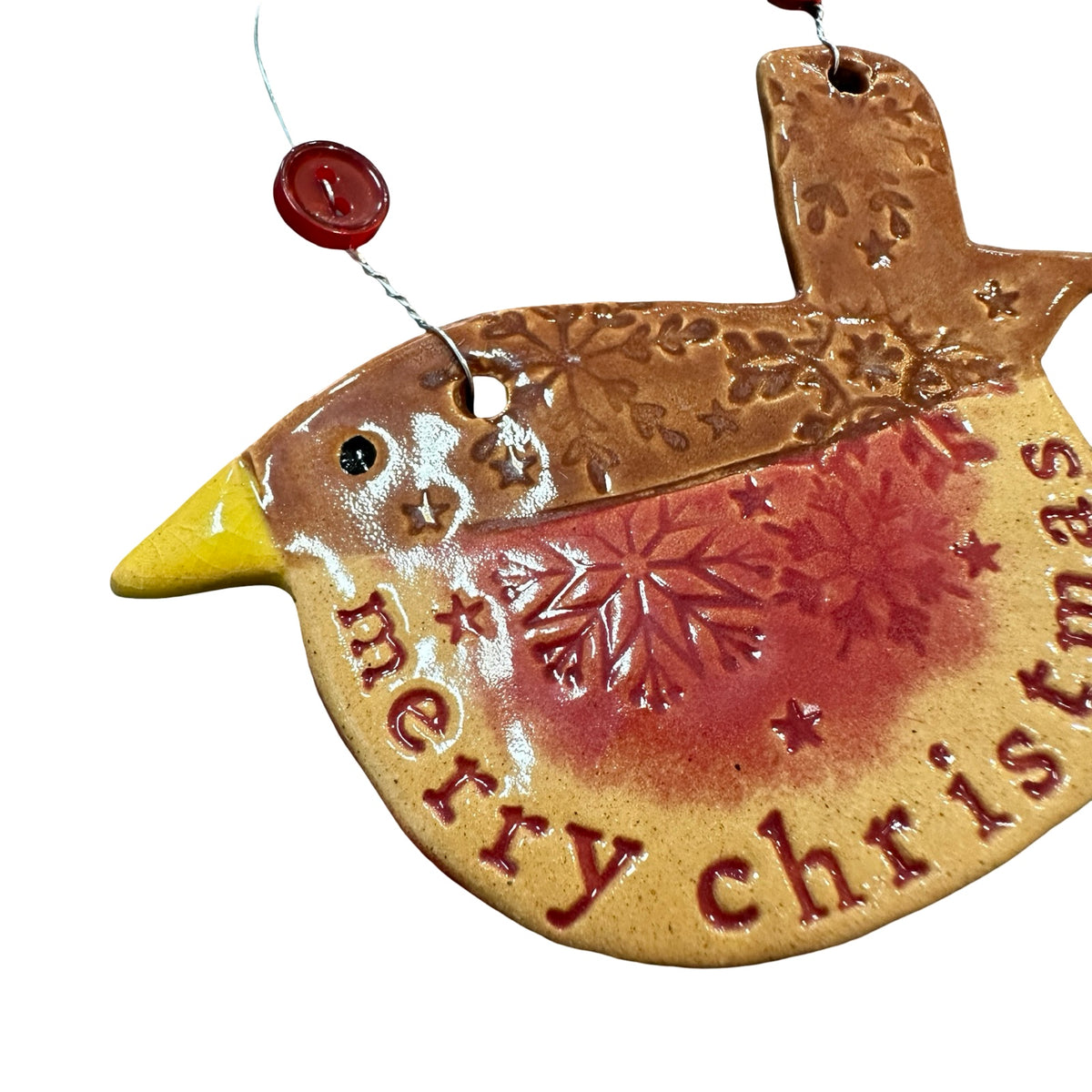 Merry Christmas Robin Ceramic Decoration