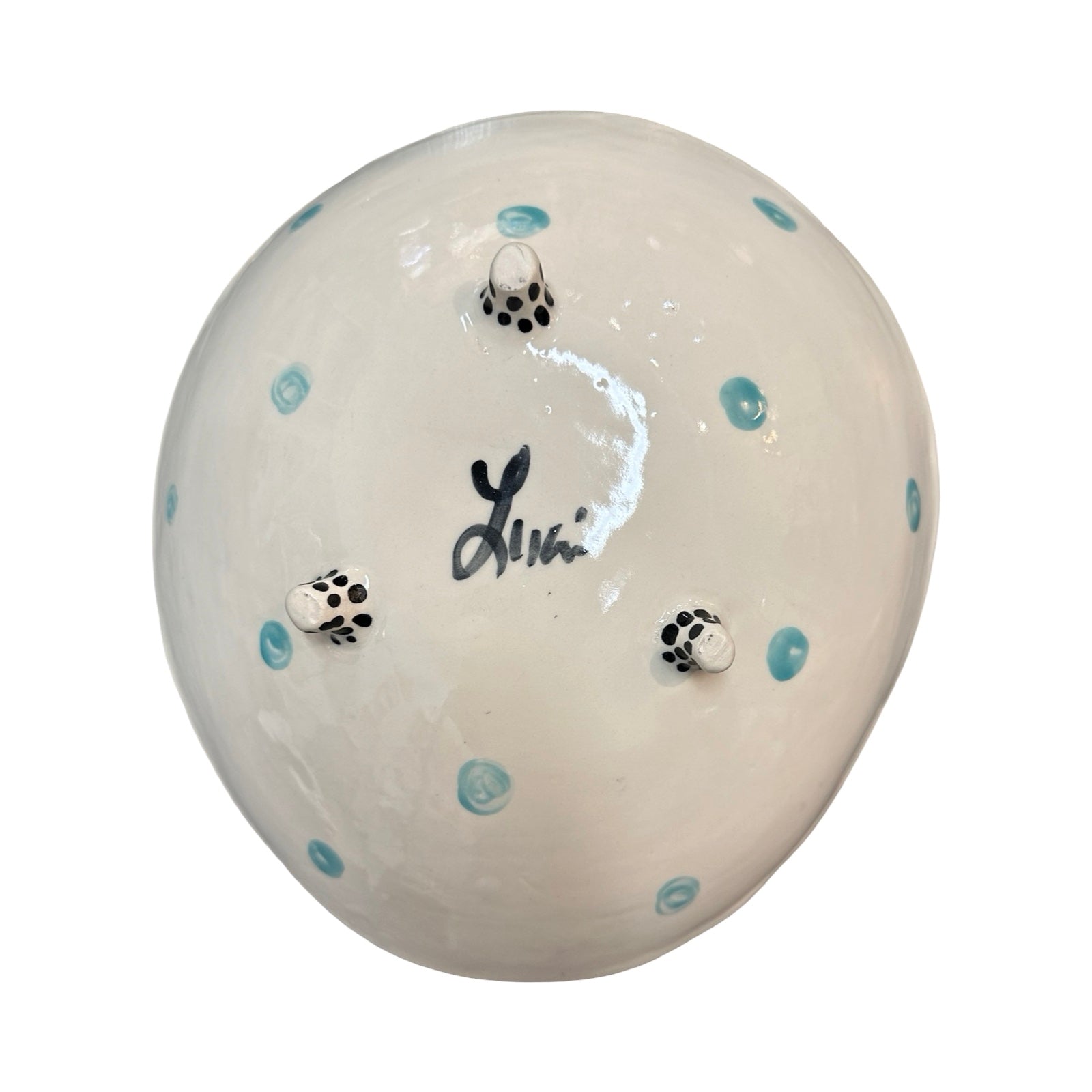 Cats Ceramic Fruit Bowl Green