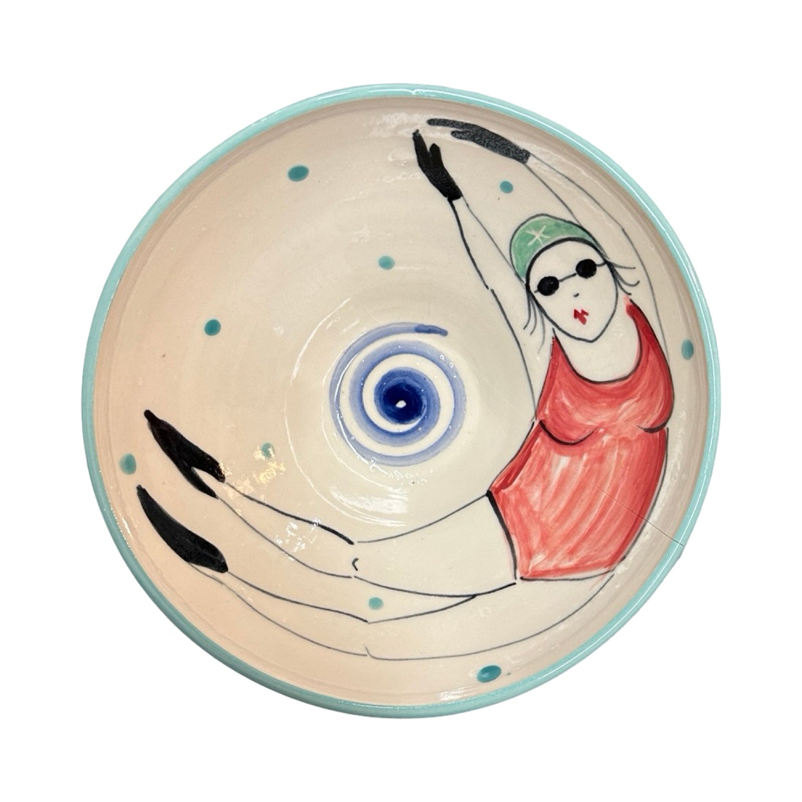 Swimmer Ceramic Cereal Bowl Red