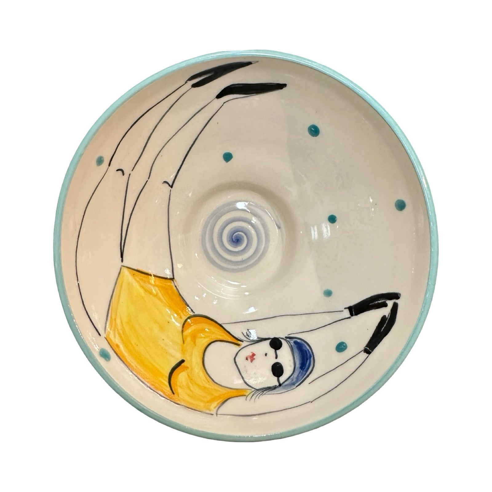 Swimmer Ceramic Cereal Bowl Yellow