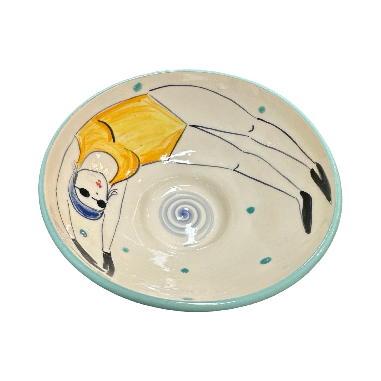 Swimmer Ceramic Cereal Bowl Yellow