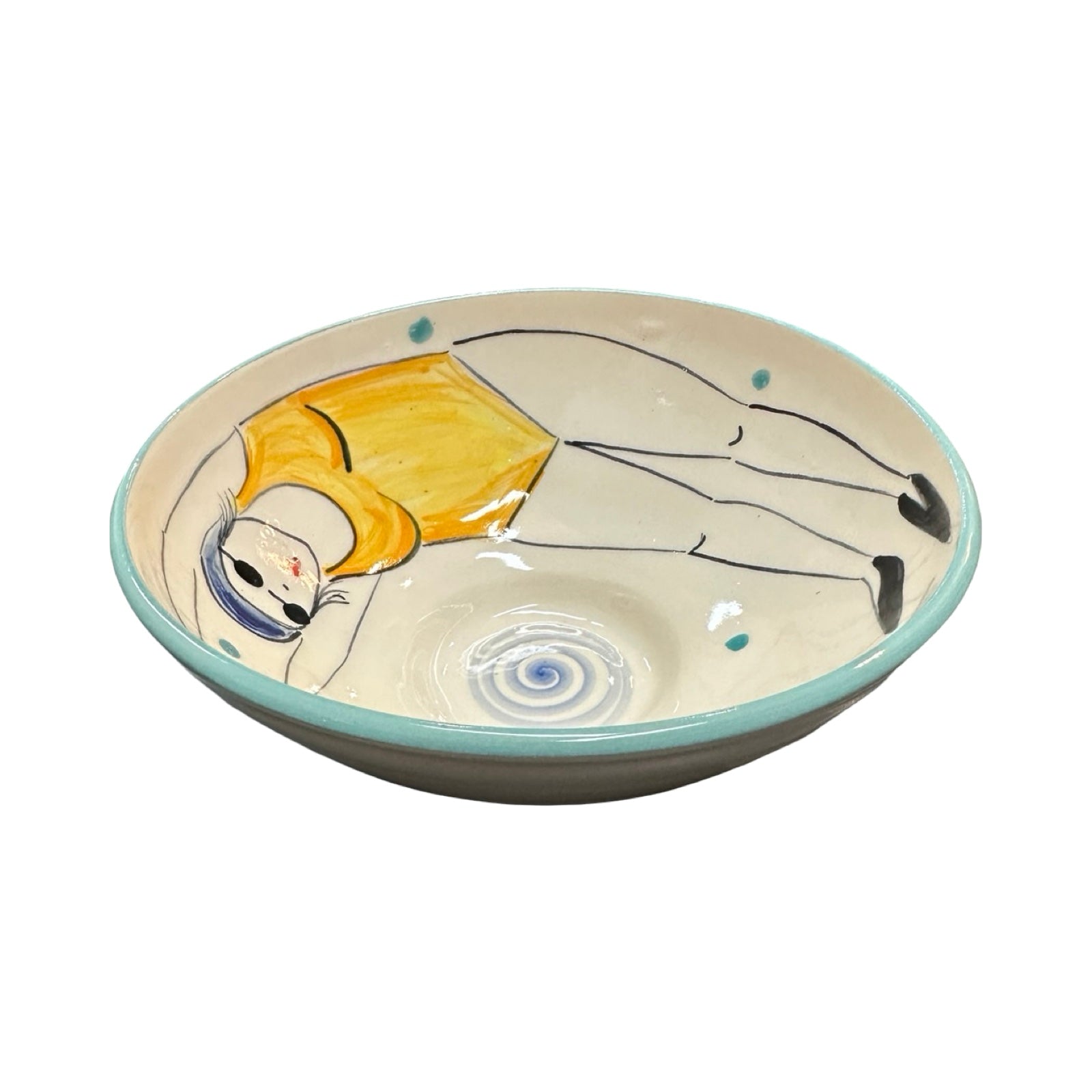 Swimmer Ceramic Cereal Bowl Yellow
