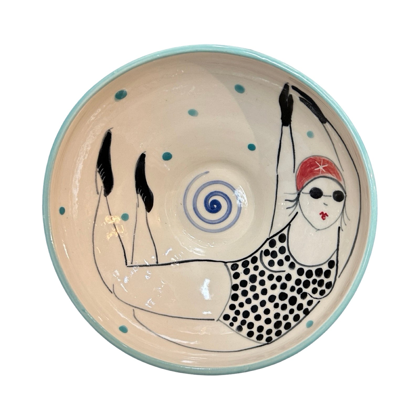 Swimmer Ceramic Cereal Bowl Black