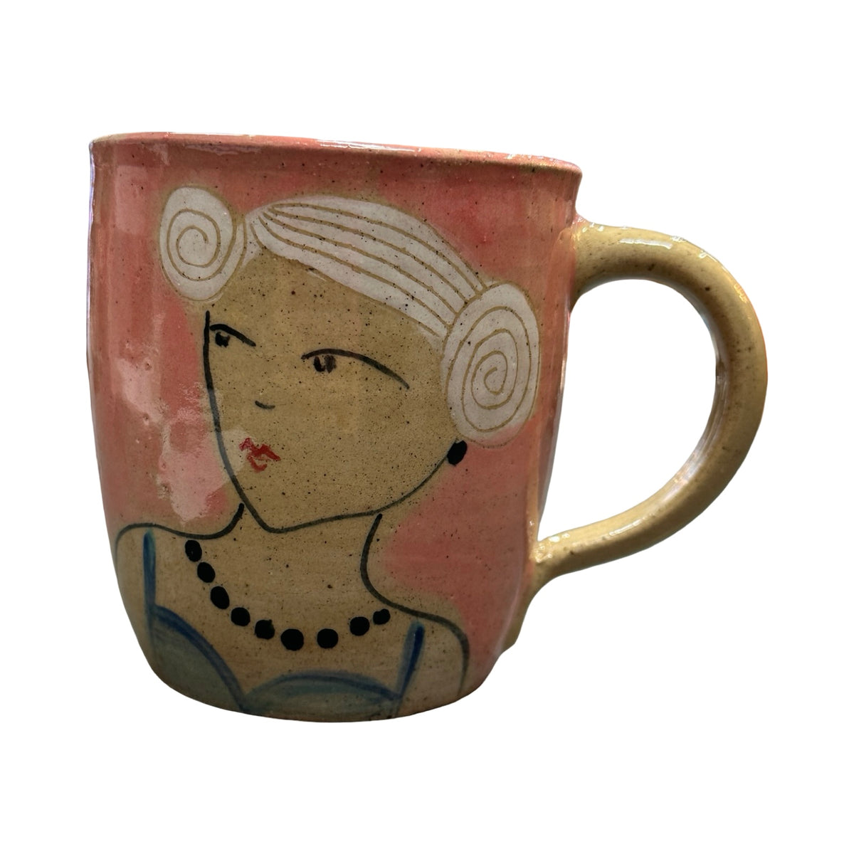 Seaside Ceramic Mug Pink and Green