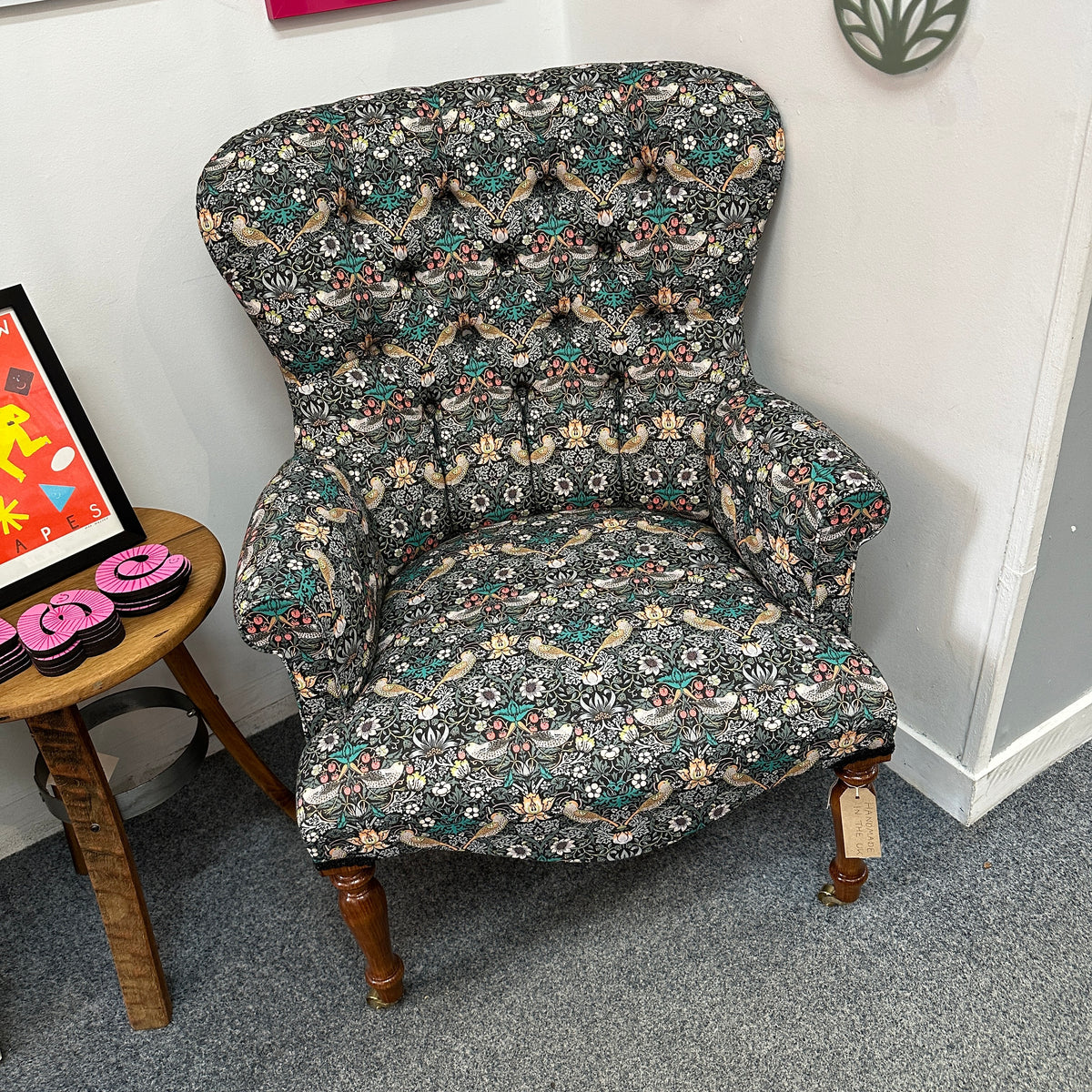 Strawberry Thief Armchair Black
