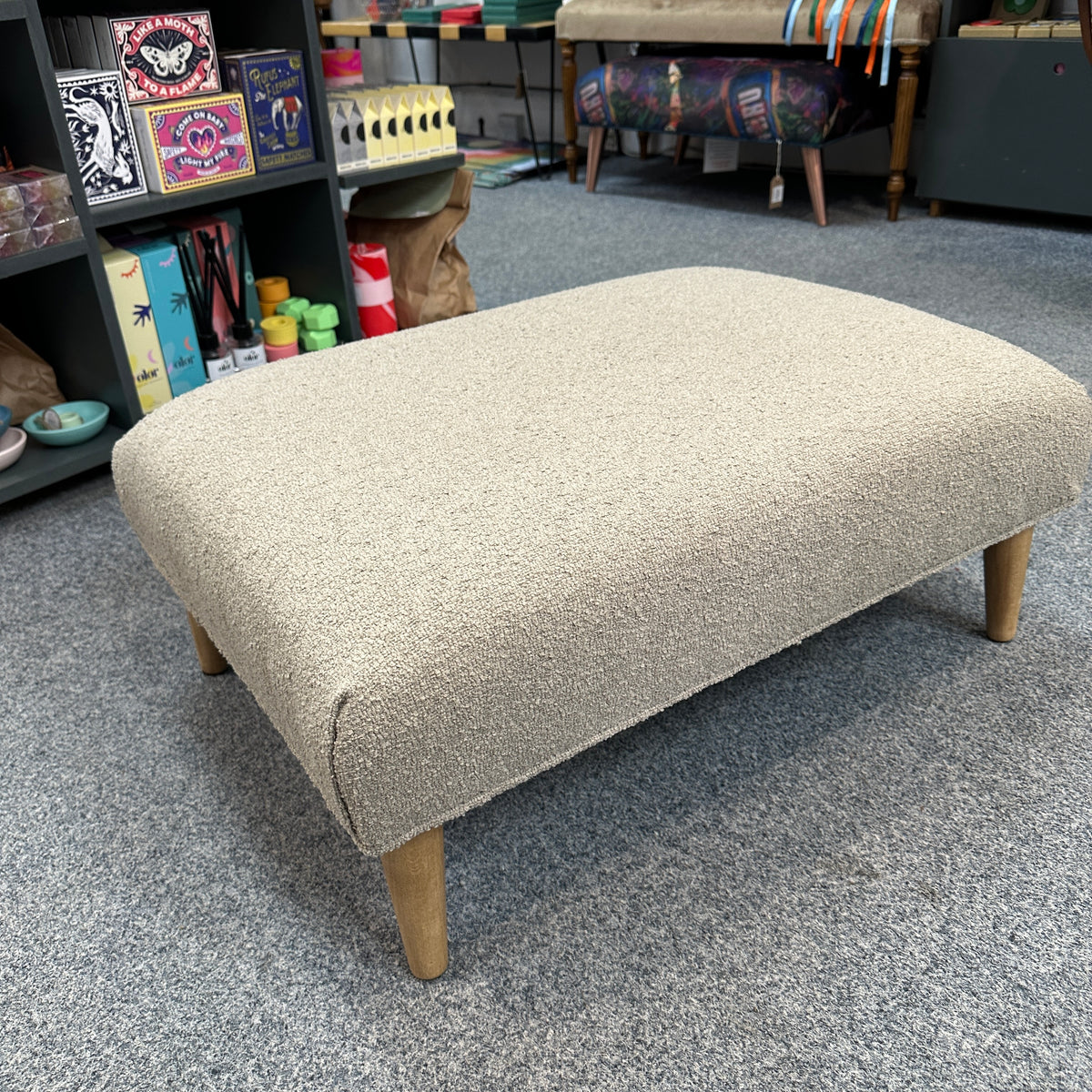 Beige Boucle Footstool