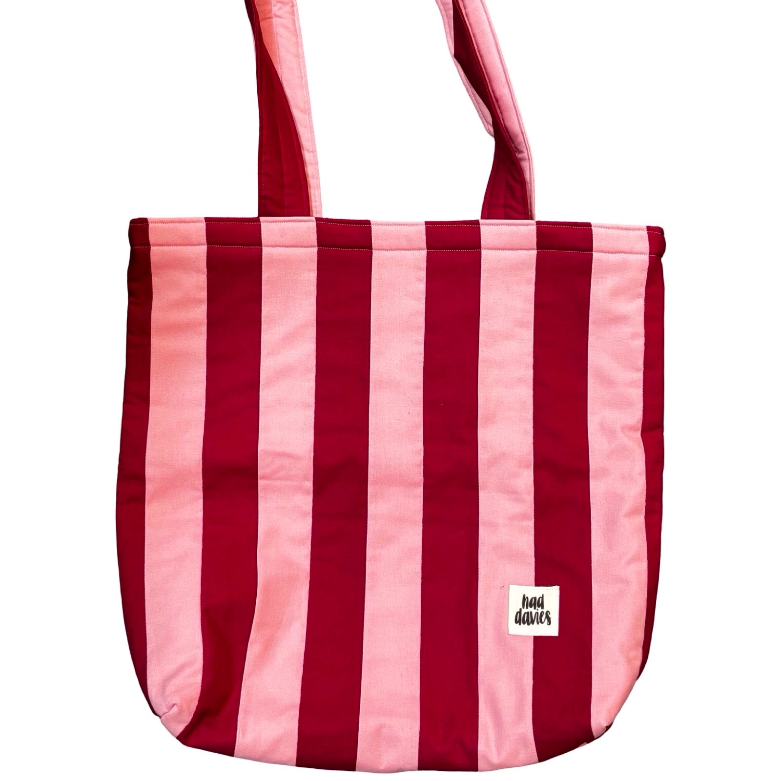 Pink and Red Stripe Tote Bag