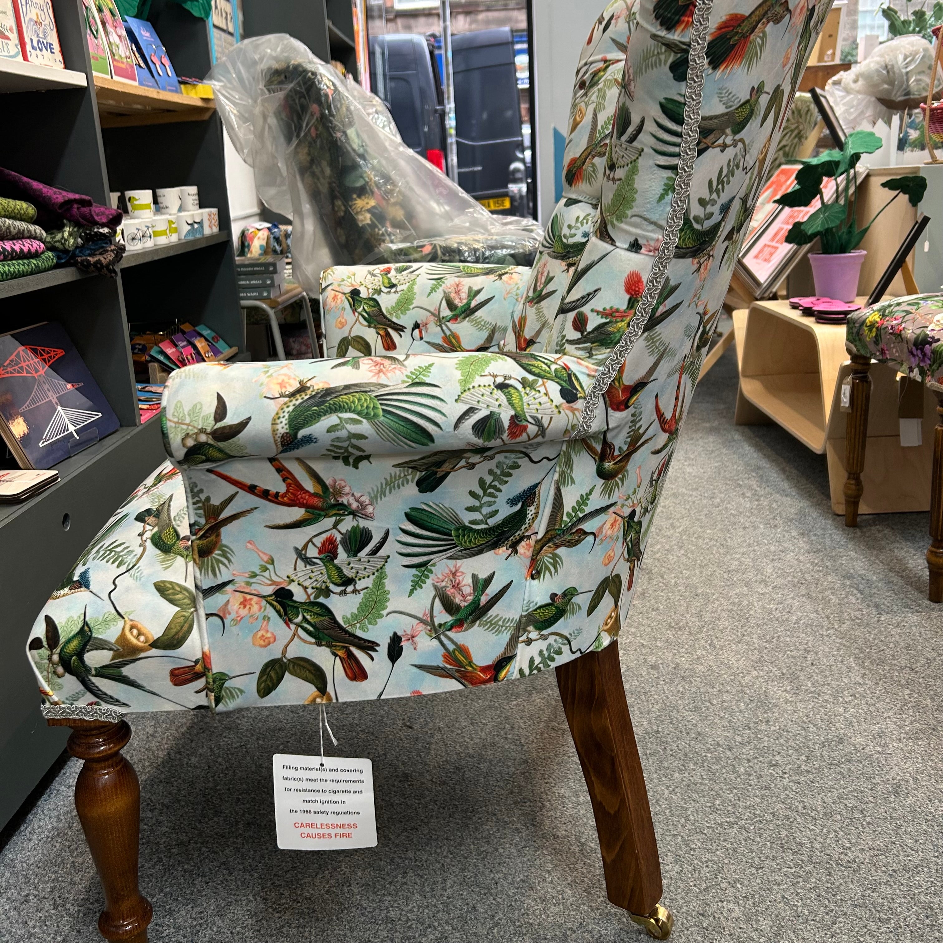 Birds Velvet Armchair