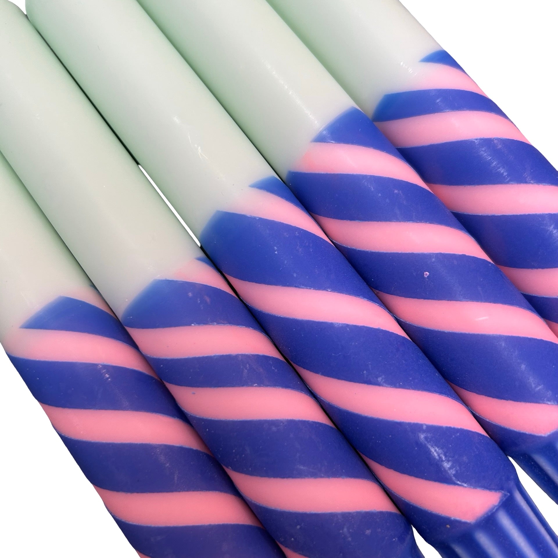 Squiggle Aqua, Pink and Blue Dinner Candle