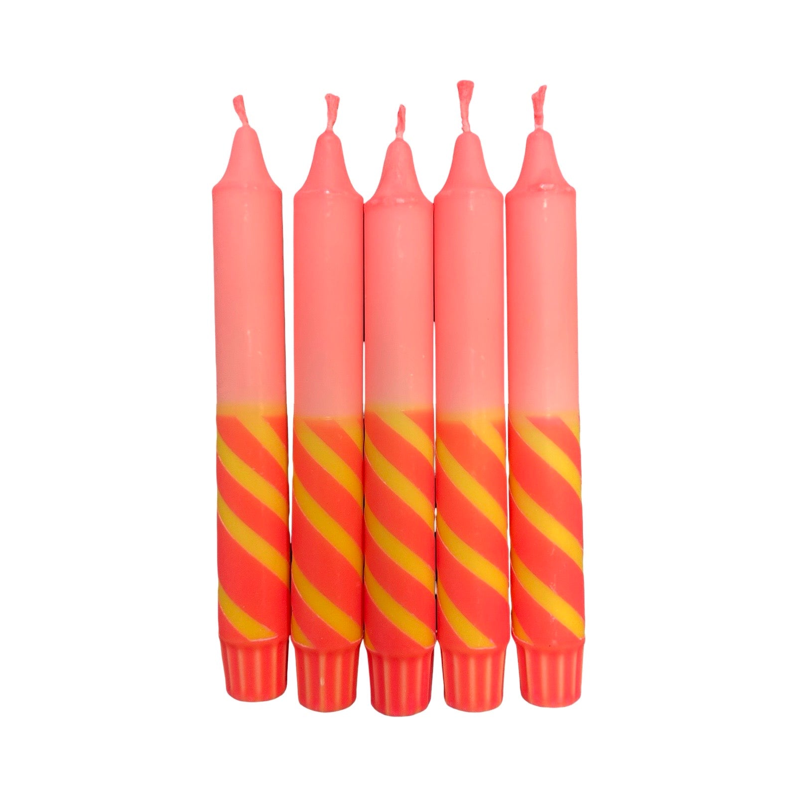 Squiggle Orange, Yellow and Pink Dinner Candle