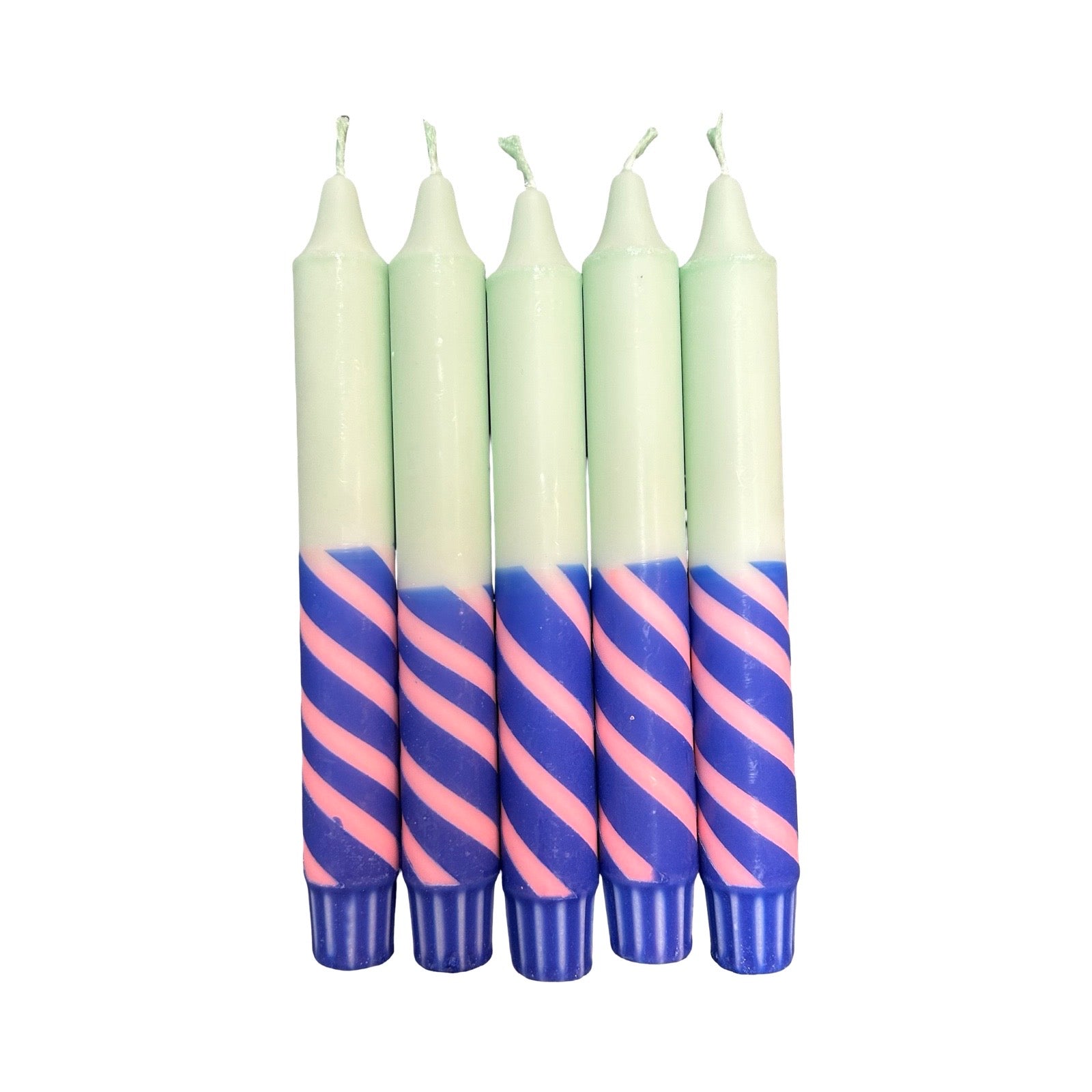 Squiggle Aqua, Pink and Blue Dinner Candle