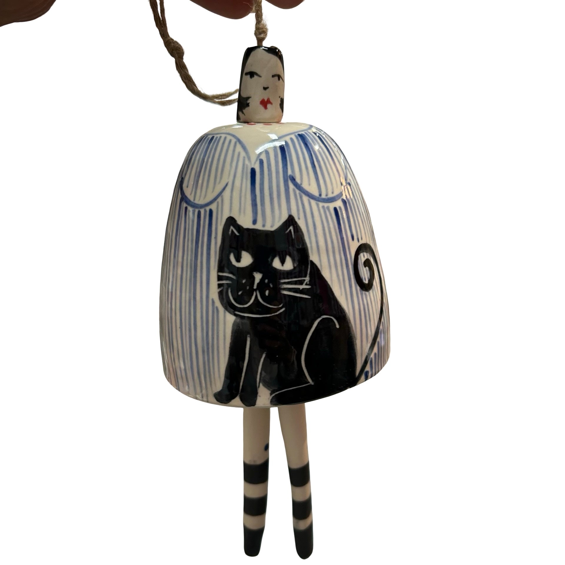 Cat Lady Blue Ceramic Bell