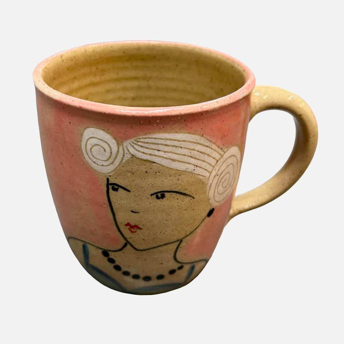 Seaside Ceramic Mug Pink and Green