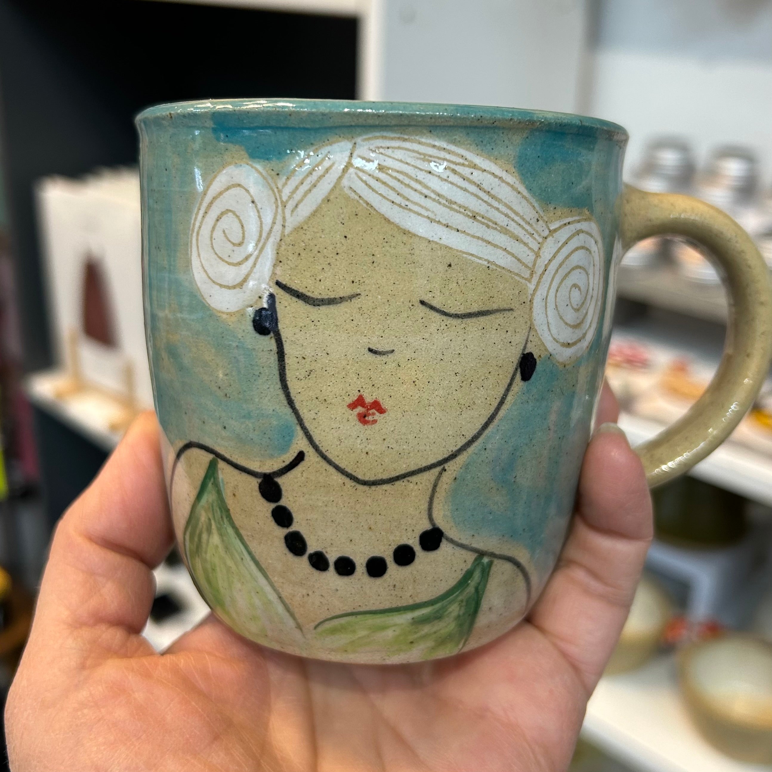Seaside Ceramic Mug Blue and Green