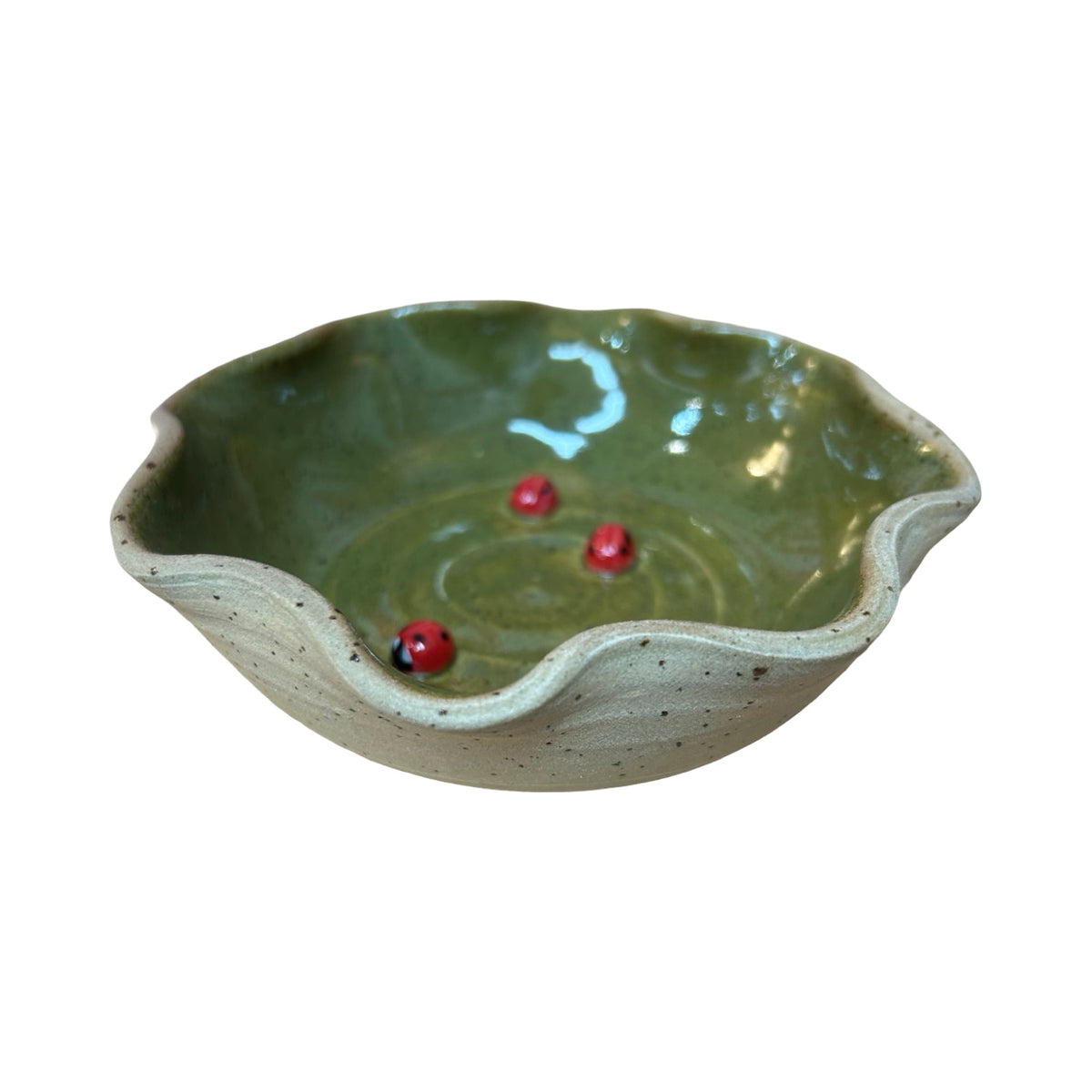 Wiggly Ladybird Trinket Dish Olive Green