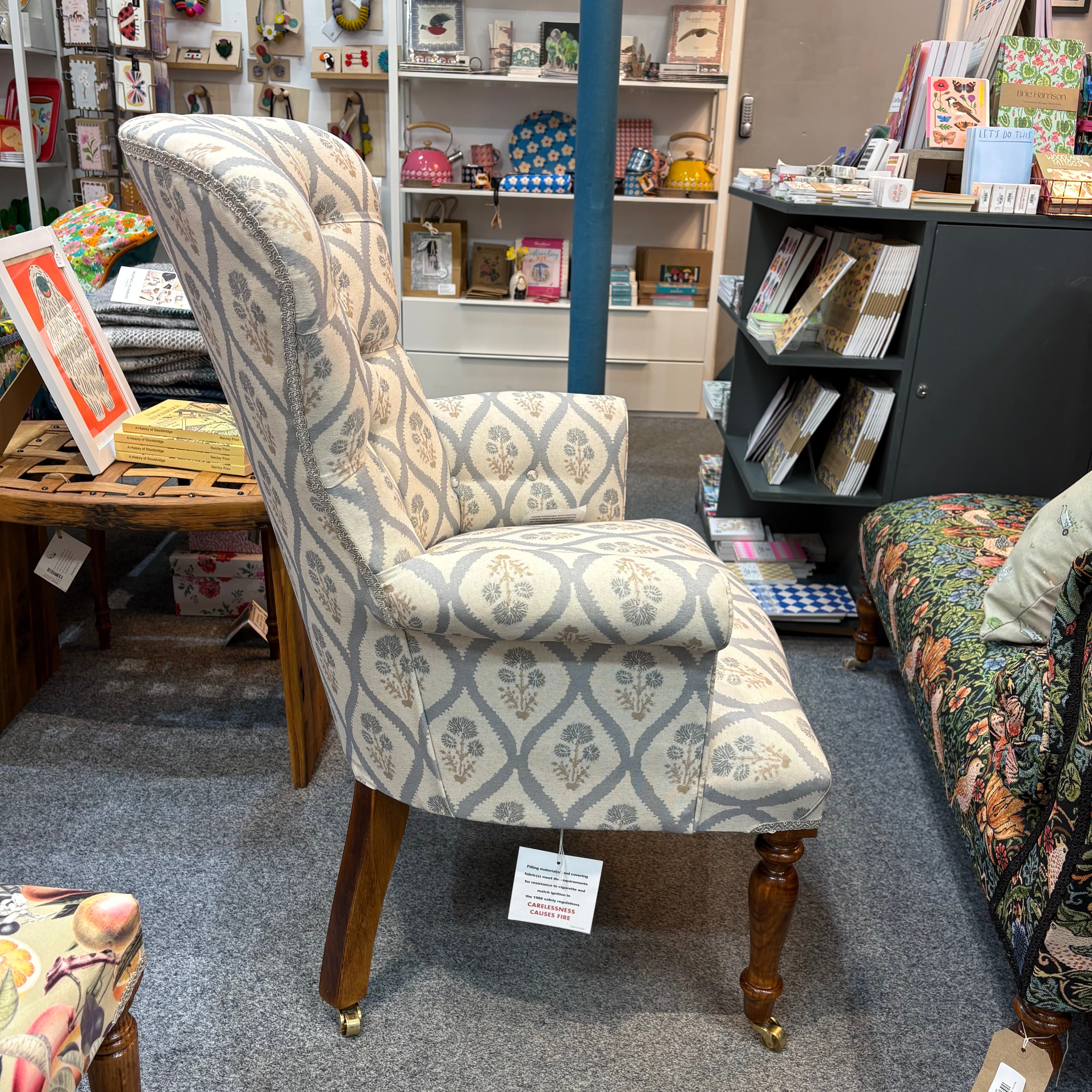 Plants Blue Cotton Armchair