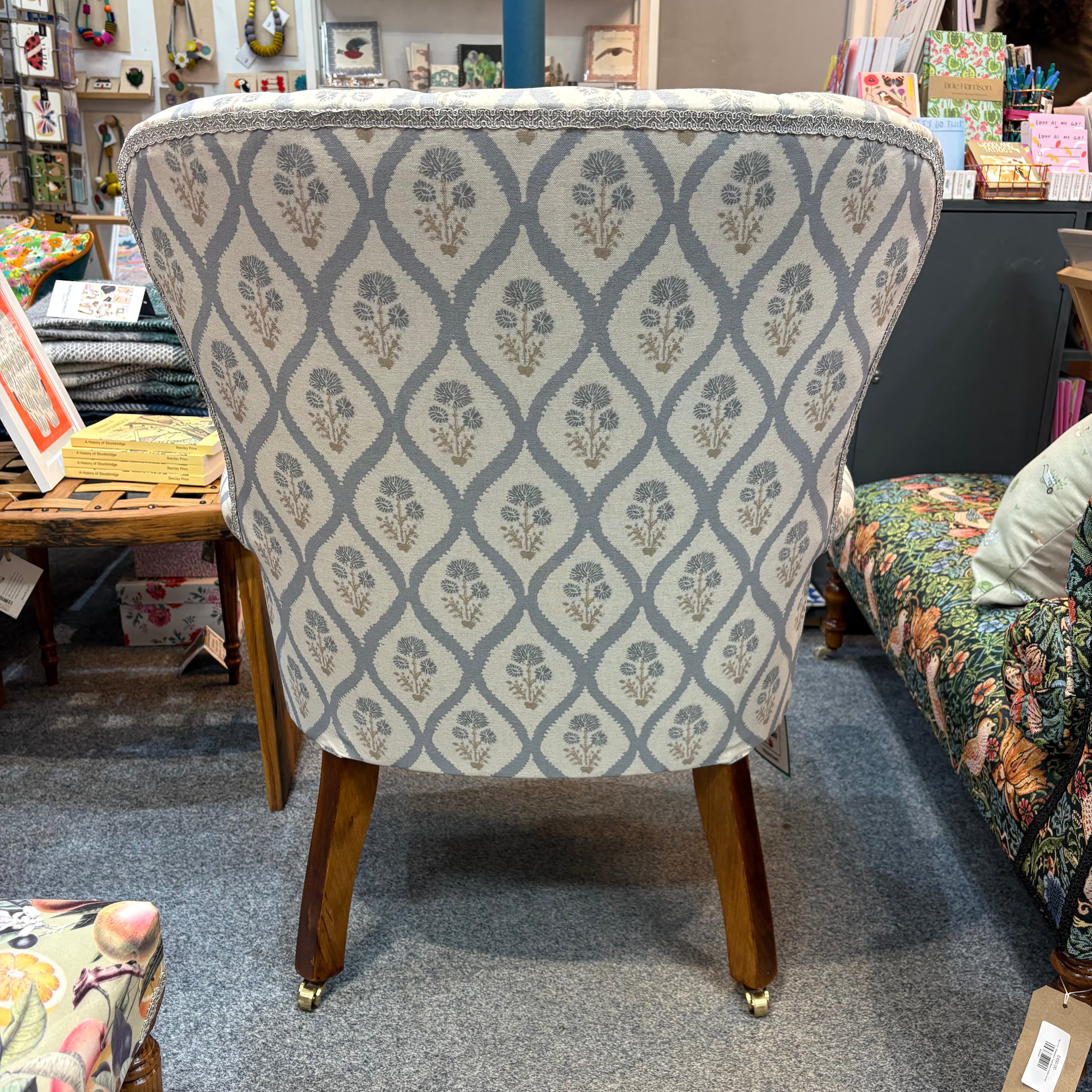 Plants Blue Cotton Armchair