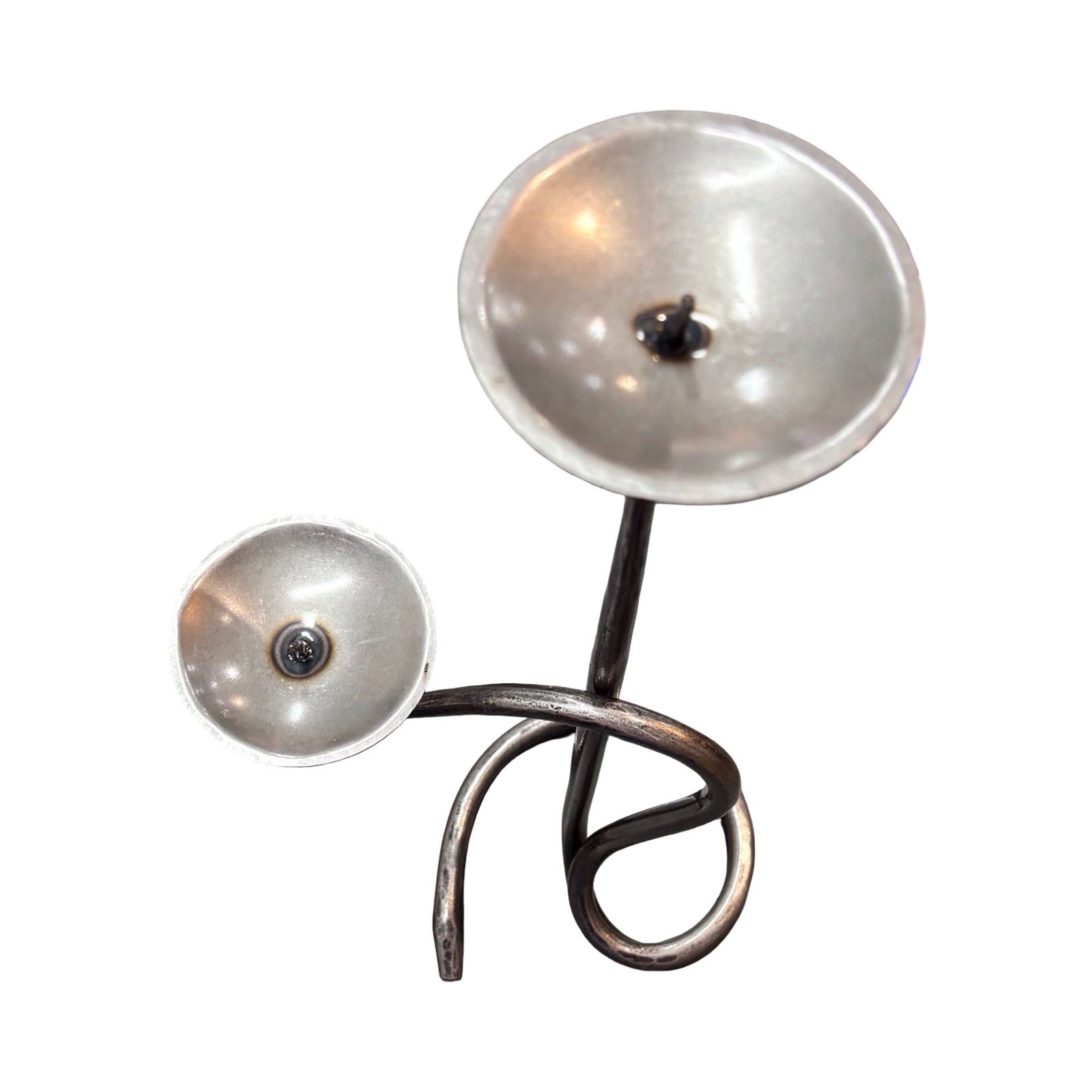 Double Round Steel Candlestick