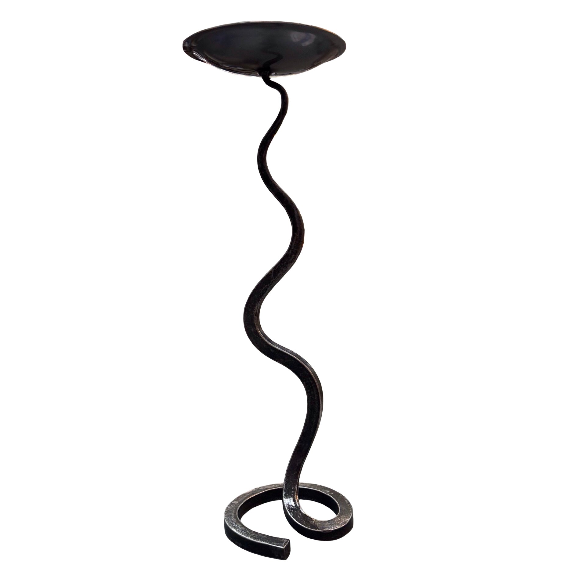 Single Wavy Steel Candlestick