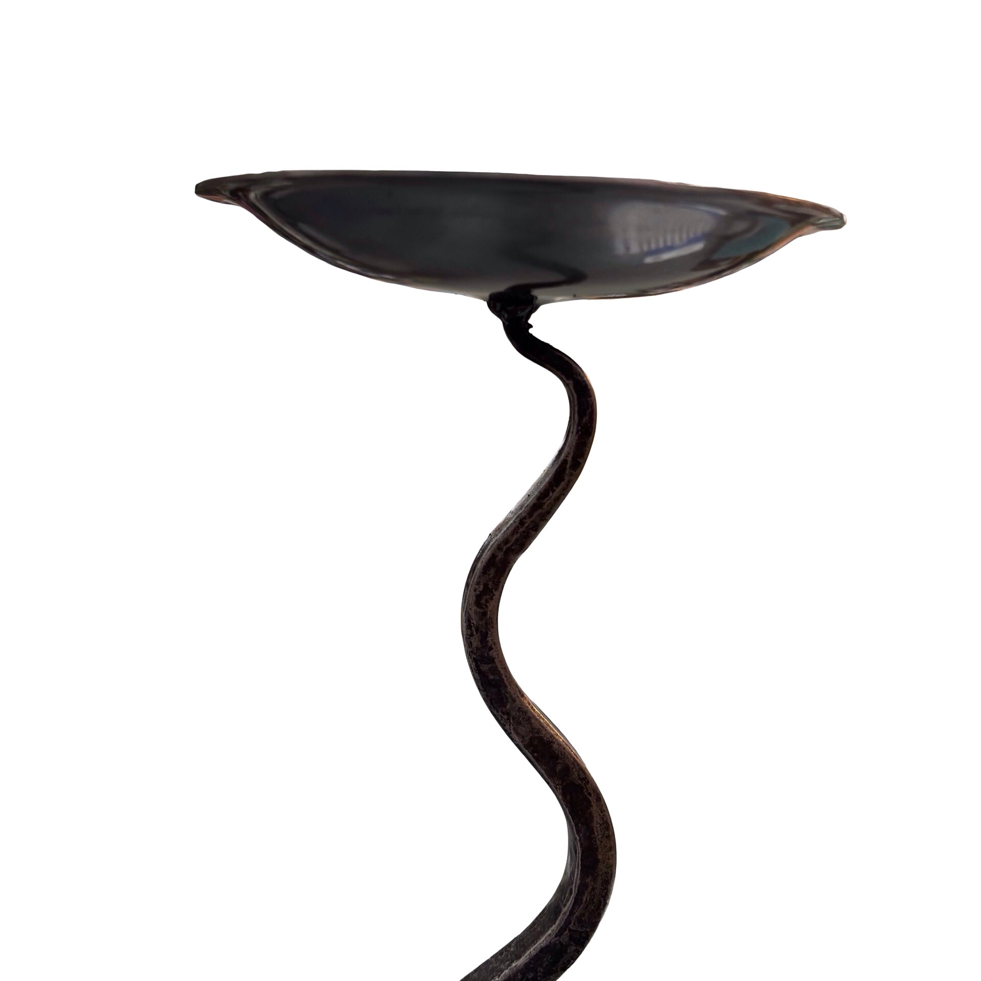 Single Wavy Steel Candlestick