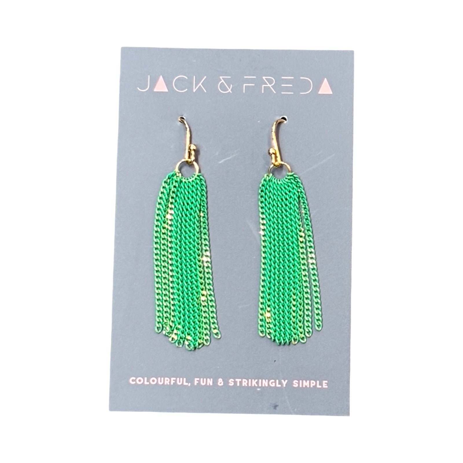 Green Chain Tassel Earrings