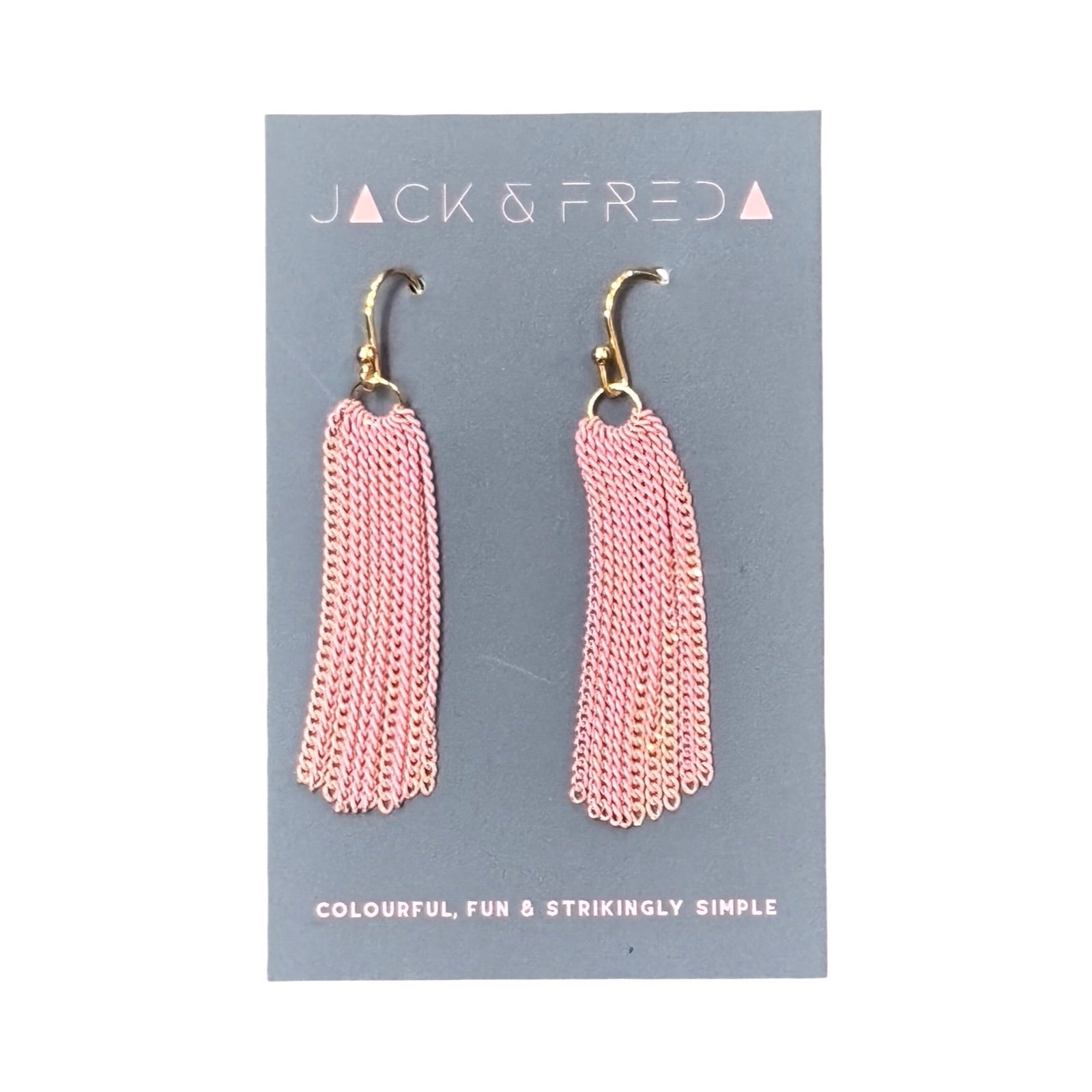 Pink Chain Tassel Earrings