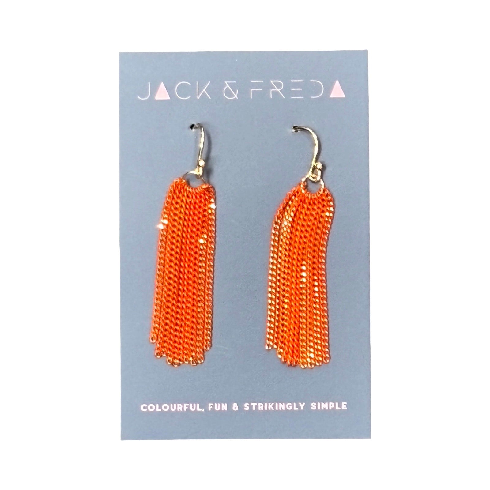 Orange Chain Tassel Earrings