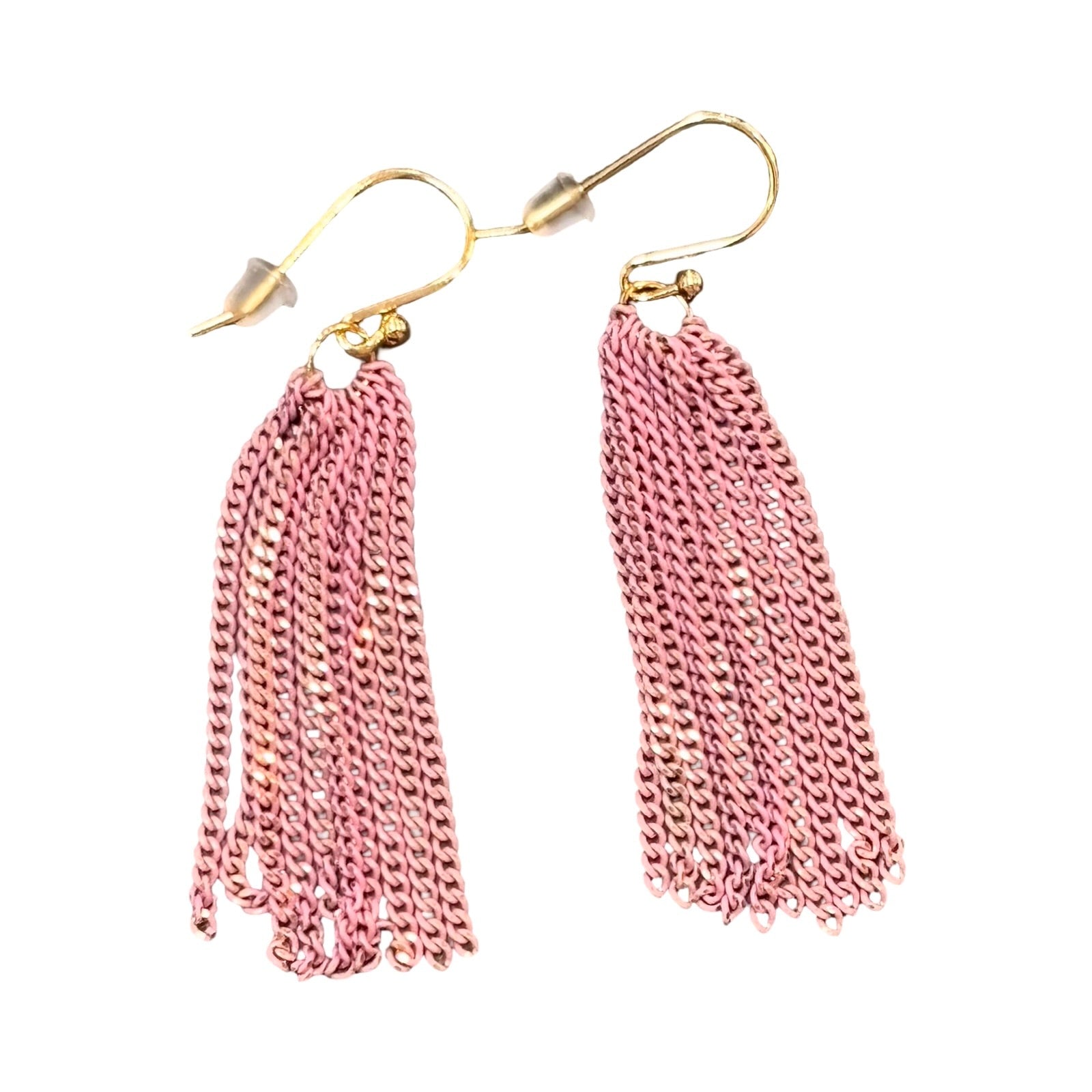 Pink Chain Tassel Earrings
