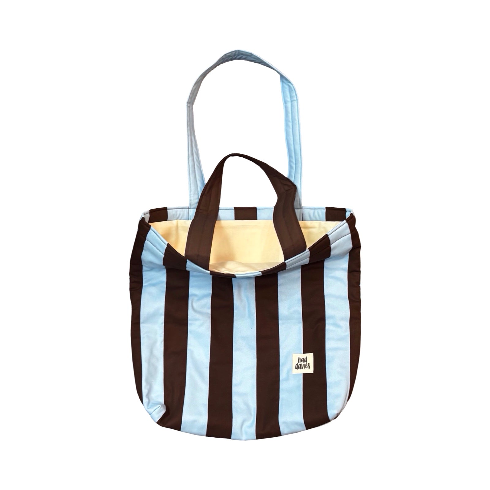 Blue and Brown Stripe Tote Bag