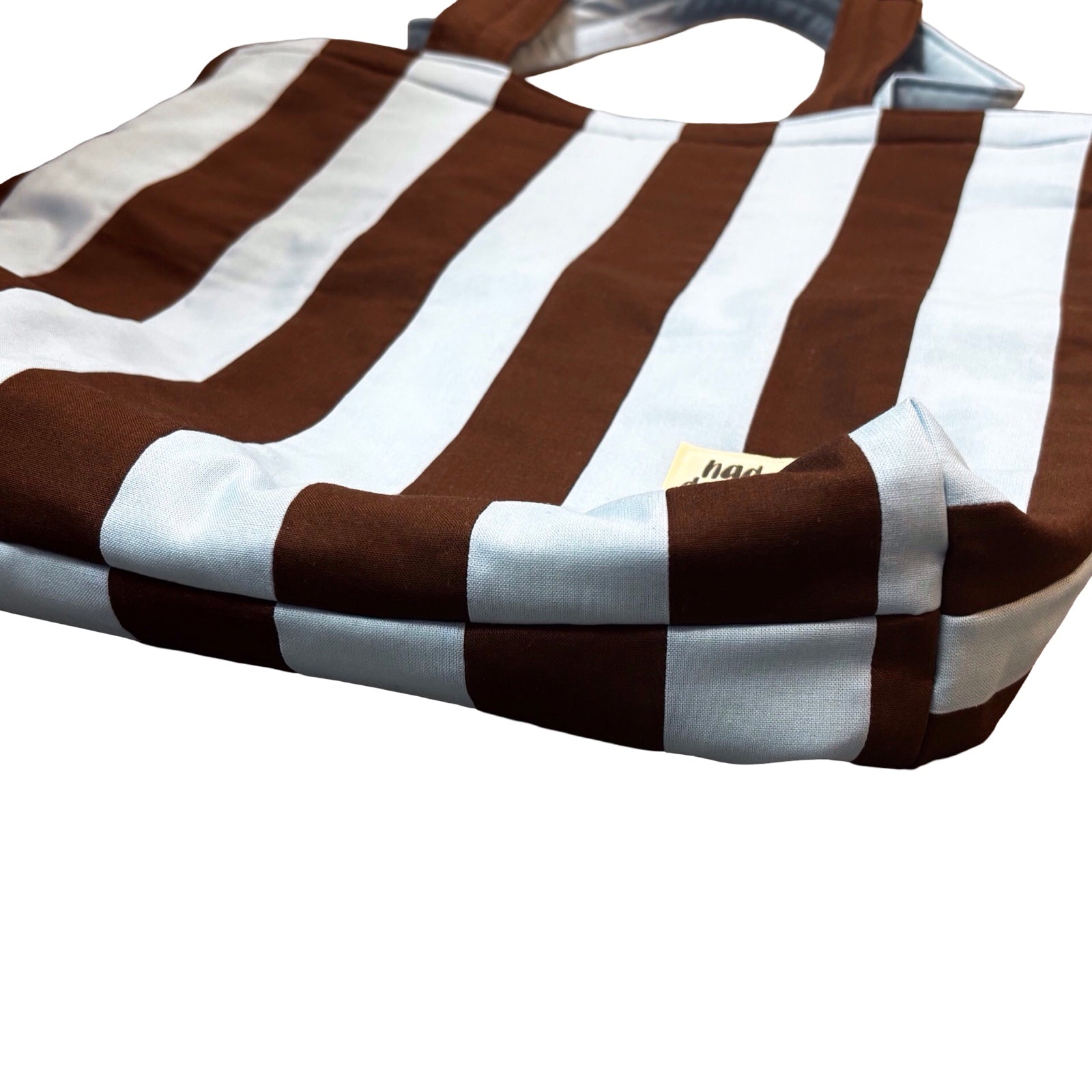 Blue and Brown Stripe Tote Bag